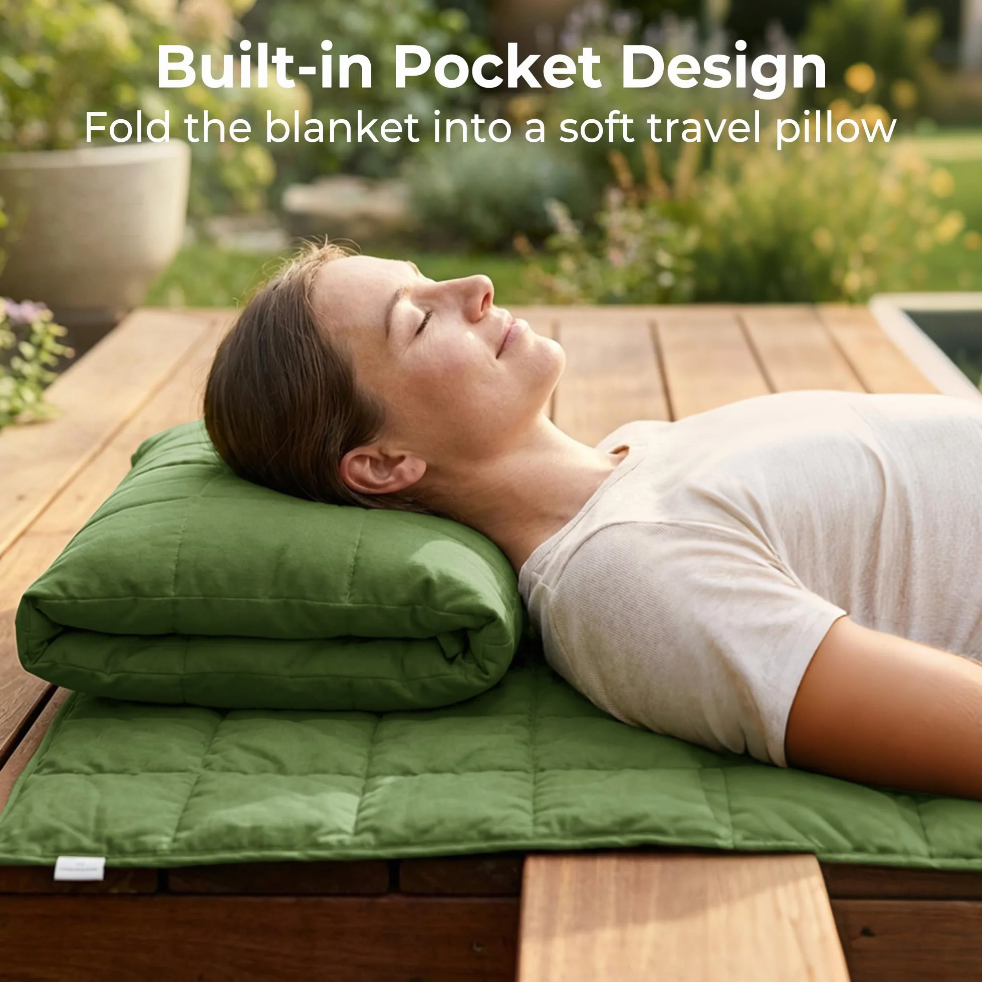 Deodar Manta de Camping termoaislante 150x200 cm Impermeable Cortaviento Cálida con Poncho Oeko-Tex Verde Militar Bolsa de Compresión