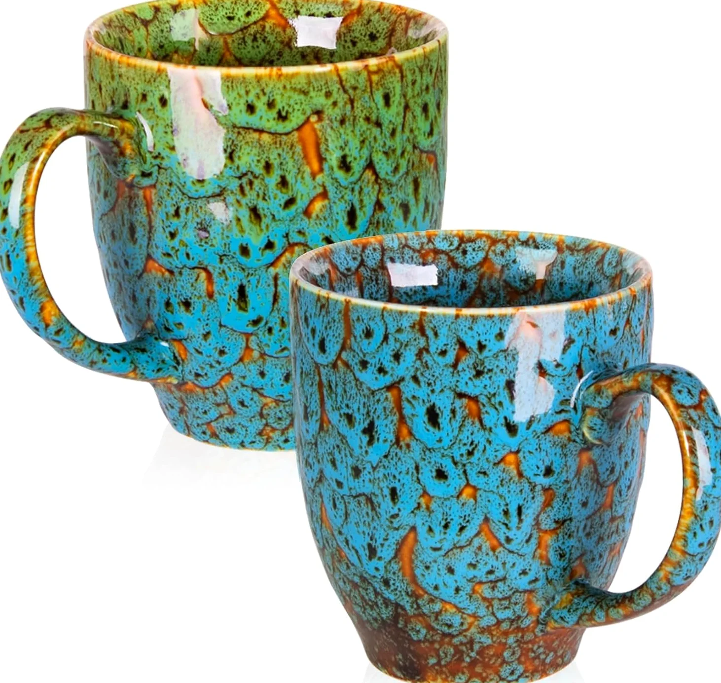 Juego de 2 tazas de café de cerámica grandes de 16 onzas, asas ergonómicas, aptas para lavavajillas y microondas, perfectas para té, hogar, oficina y regalo