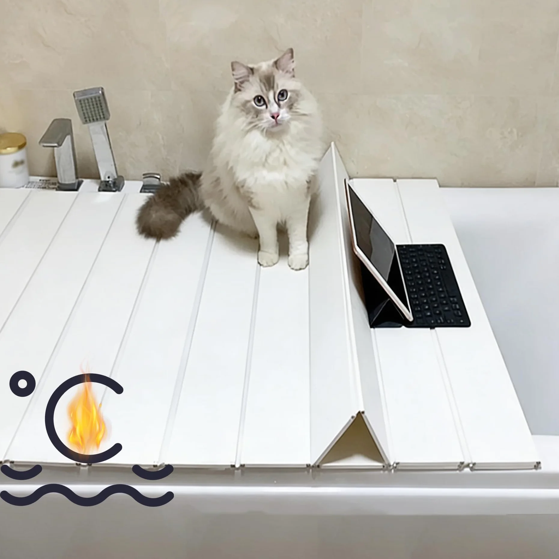 Cubierta de Bañera, Estante de Baño de Pvc, Cubierta de Bañera Plegable Cubiertas Bañera, Cubierta de Baño, Panel Aislante Antipolvo Bañeras para el Hogar Baño Spa Vivo, Blanco