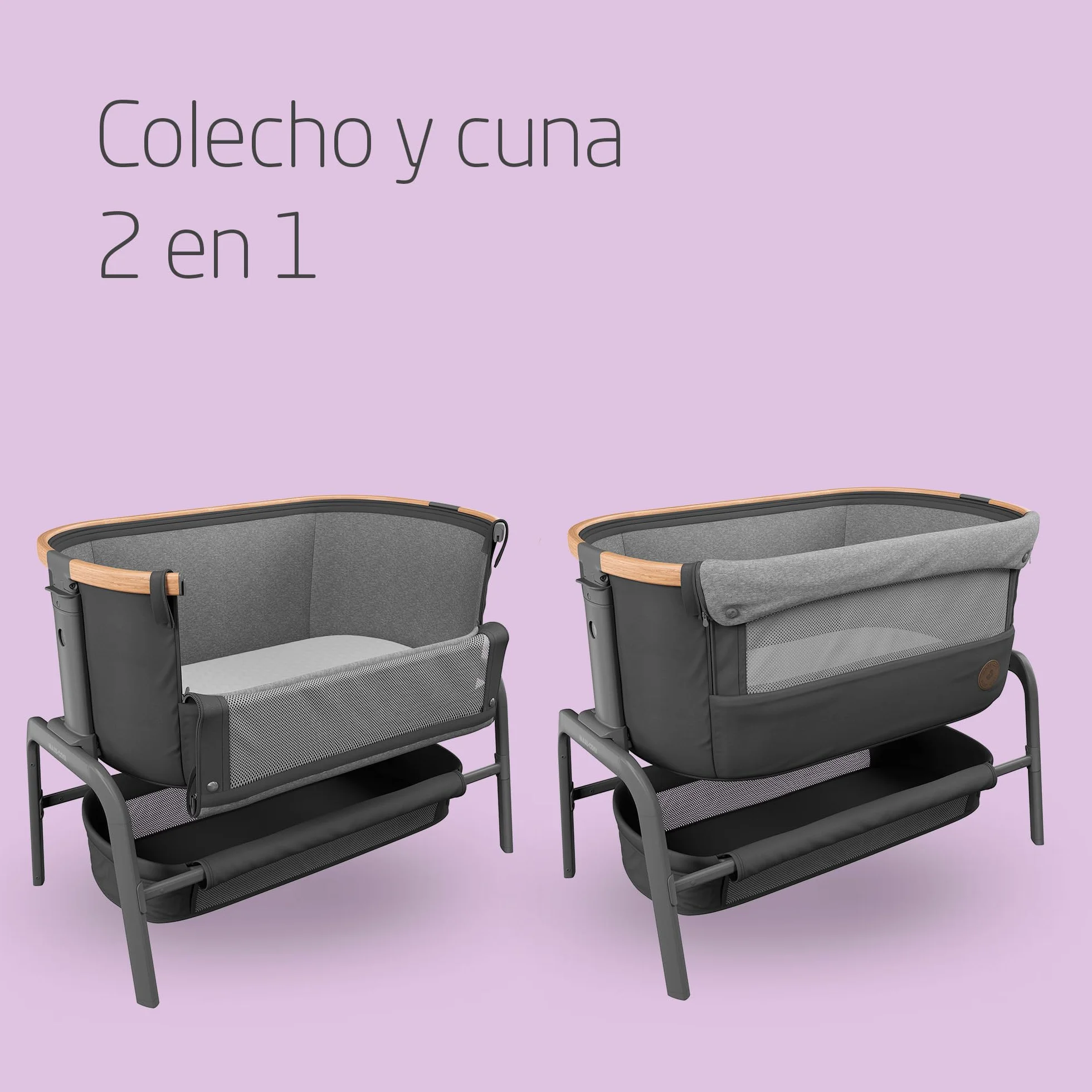 Maxi-Cosi Iora Cuna Colecho Bebe Co-Sleeper 0-6 meses 9 kg 4 Posiciones Inclinación 5 Altura Essential Graphite