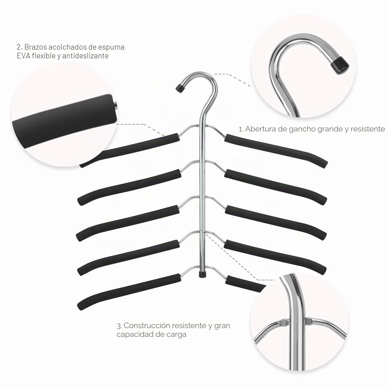 Percha, 5 en 1 Percha de Metal Mágico Multi-Función Percha Antideslizante con Esponja Multicapa de EVA Multiusos para Jeans
