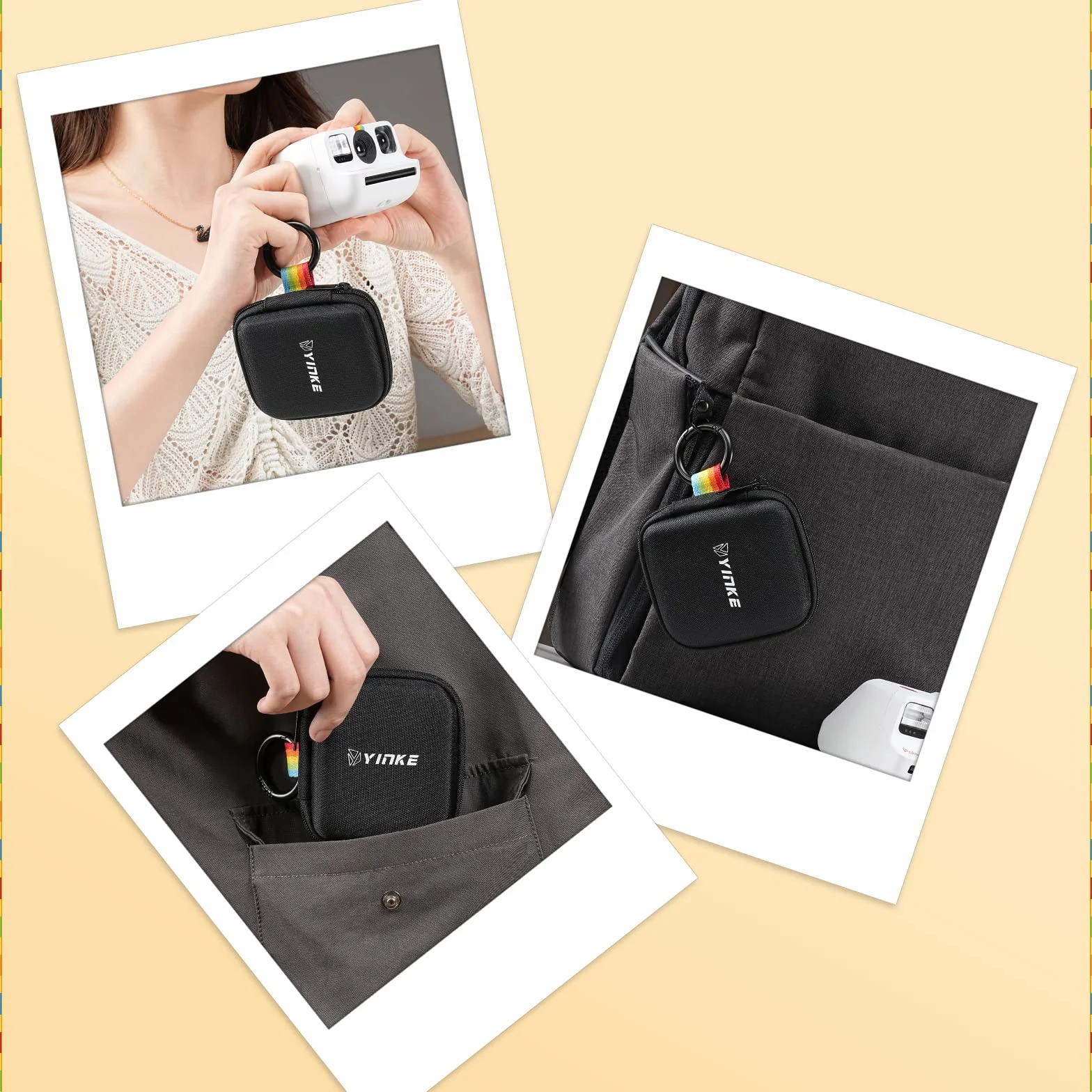 YINKE Pockets Album Fotos para Polaroid Go, Capacidad para 40 fotos, Estuche Portátil para álbum de Fotos de viaje (negro)