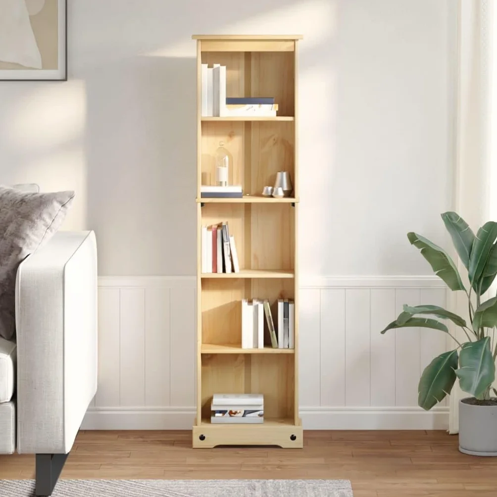 Estantería de madera maciza de pino con soporte de pared - Estantería decorativa con espacio de almacenamiento para libros, revistas y artículos decorativos en diseño rústico