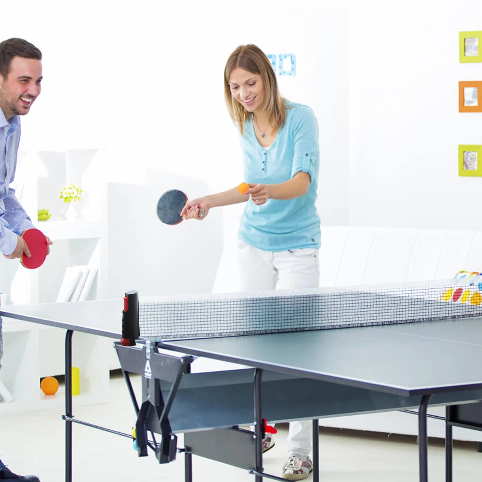 Red de ping pong extensible portátil 165 cm con 5 pelotas