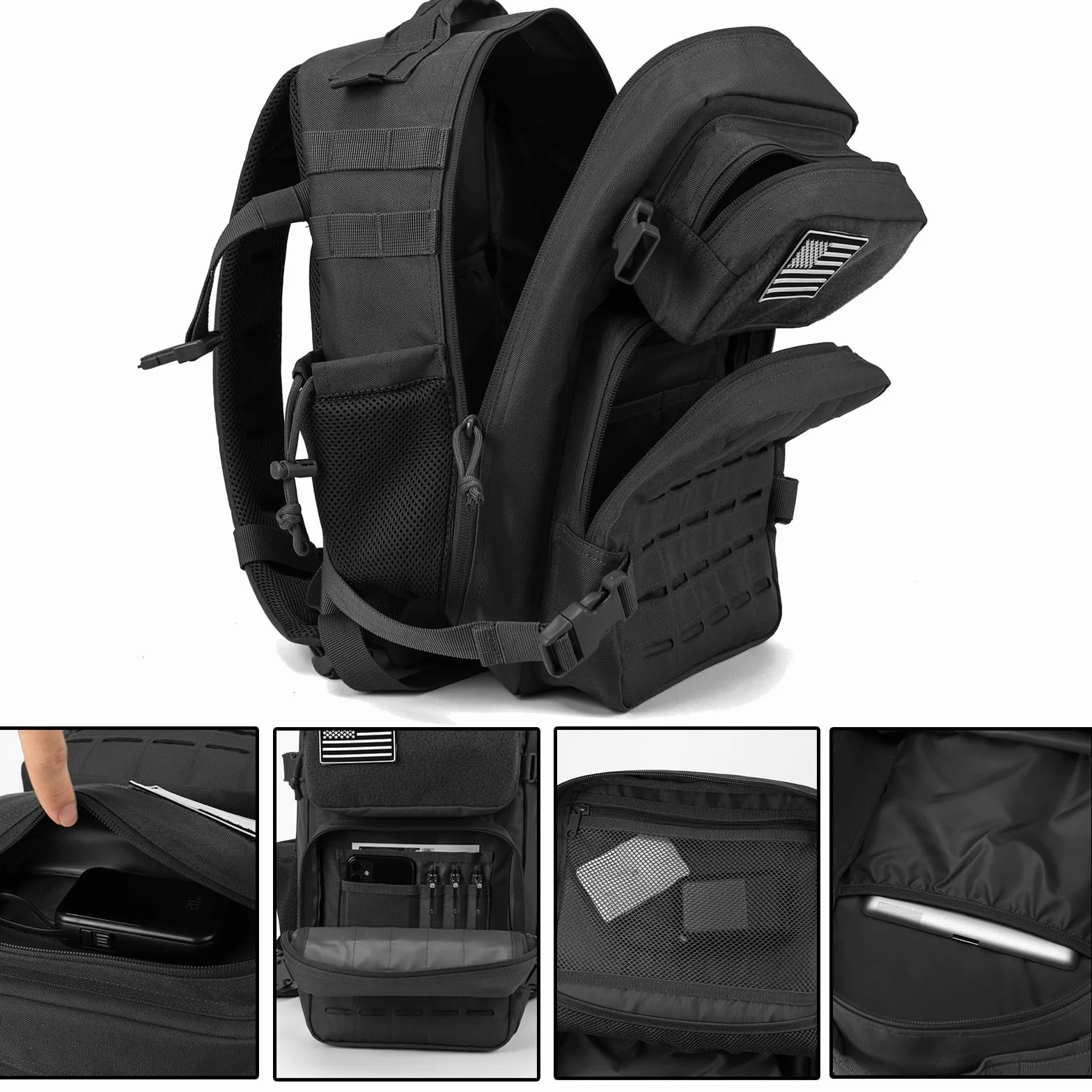 QT&QY Mochilas Militares Tácticas 25L/45L Molle Mochila de Asalto Ejército Bolsa Bug Out 3 Días Senderismo Acampar