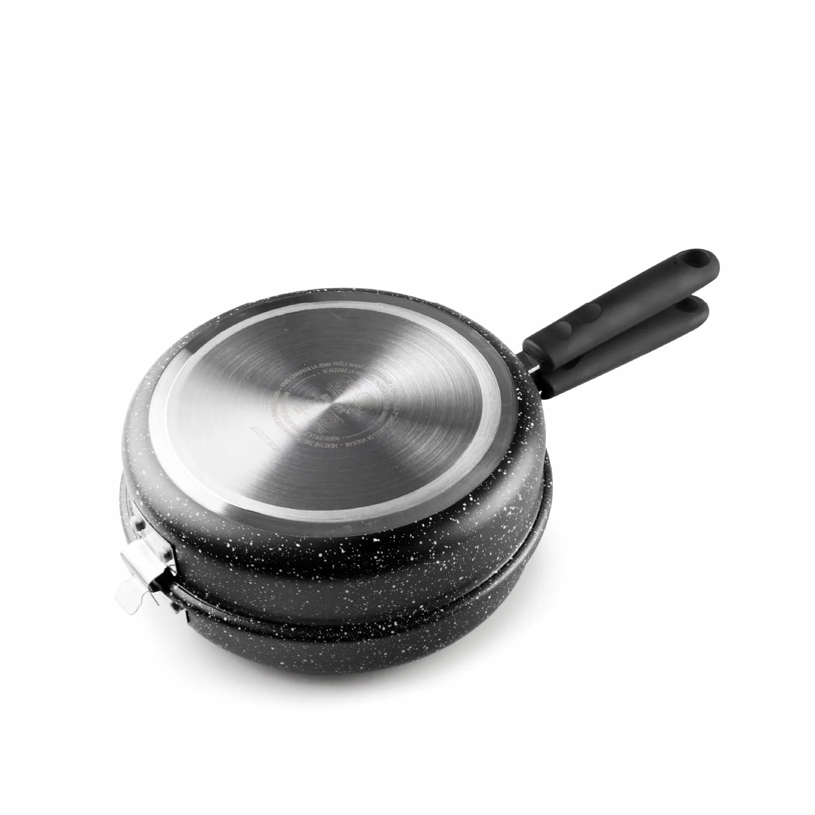 IBILI - Sarten doble para tortilla patatas natura, 24 cms, Aluminio, Antiadherente estilo piedra, Apto para induccion, voltea tortuilla.