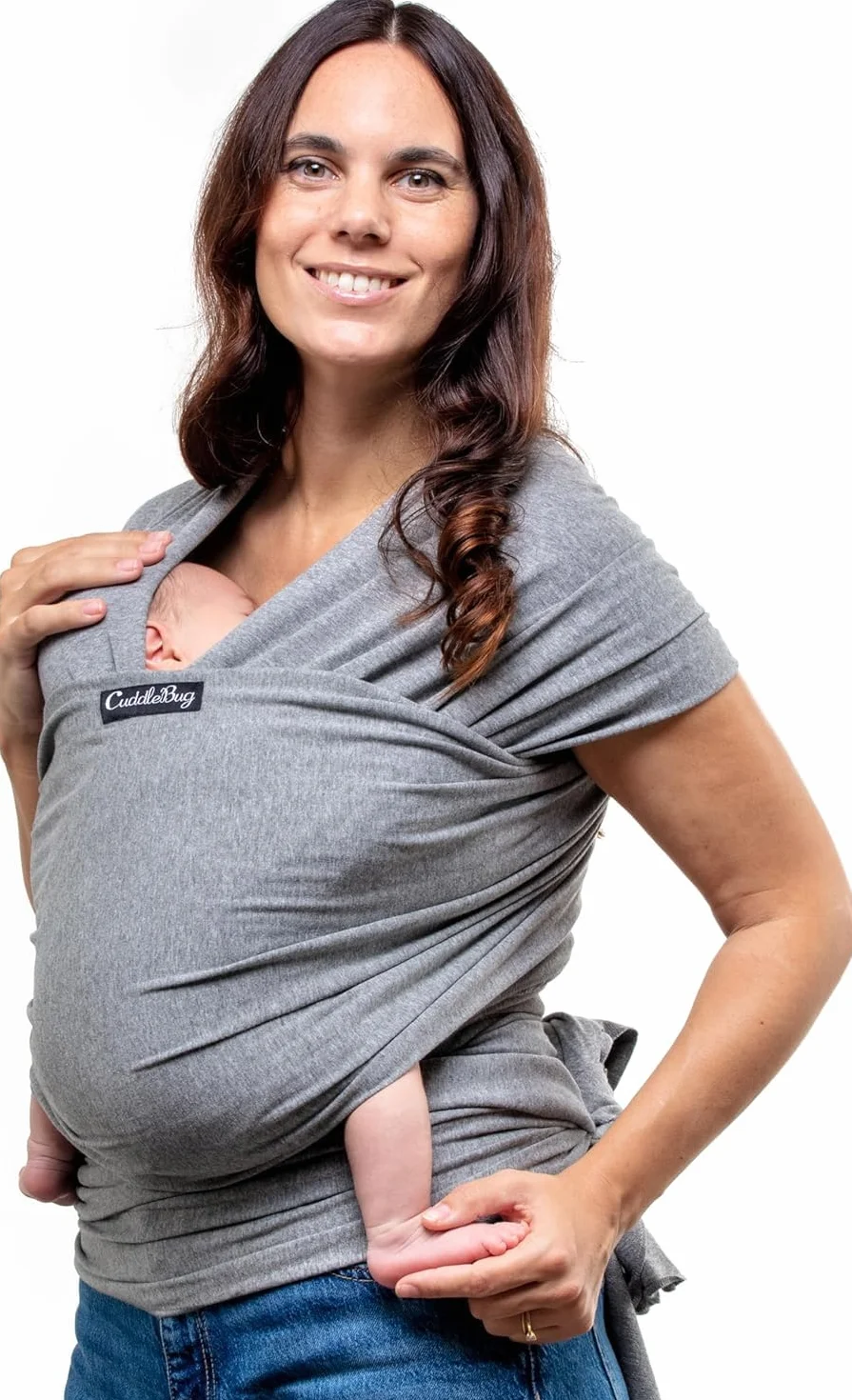 CuddleBug Fular Portabebés Recién Nacido hasta 16 Kg Manos Libres Tela Suave Elástico Talla Única Gris
