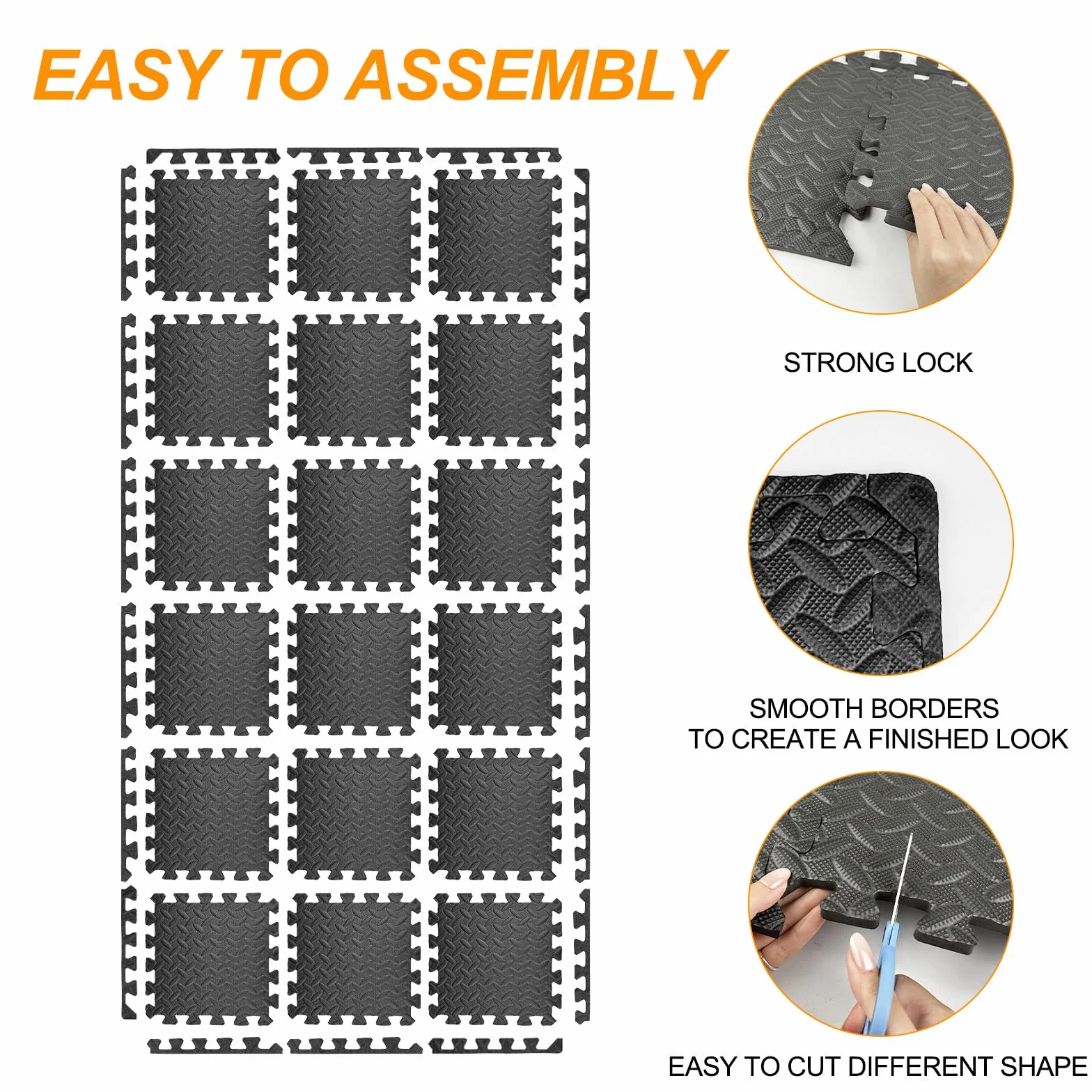 Tapiz Suelo de Gimnasio EVA 30x30 cm 18 Losetas Tatami Puzzle Antideslizante