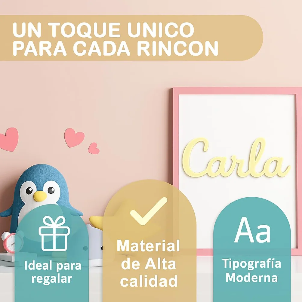 Letras Decorativas Personalizadas 15/20/25 cm para Habitación Infantil, Bautizo o Baby Shower