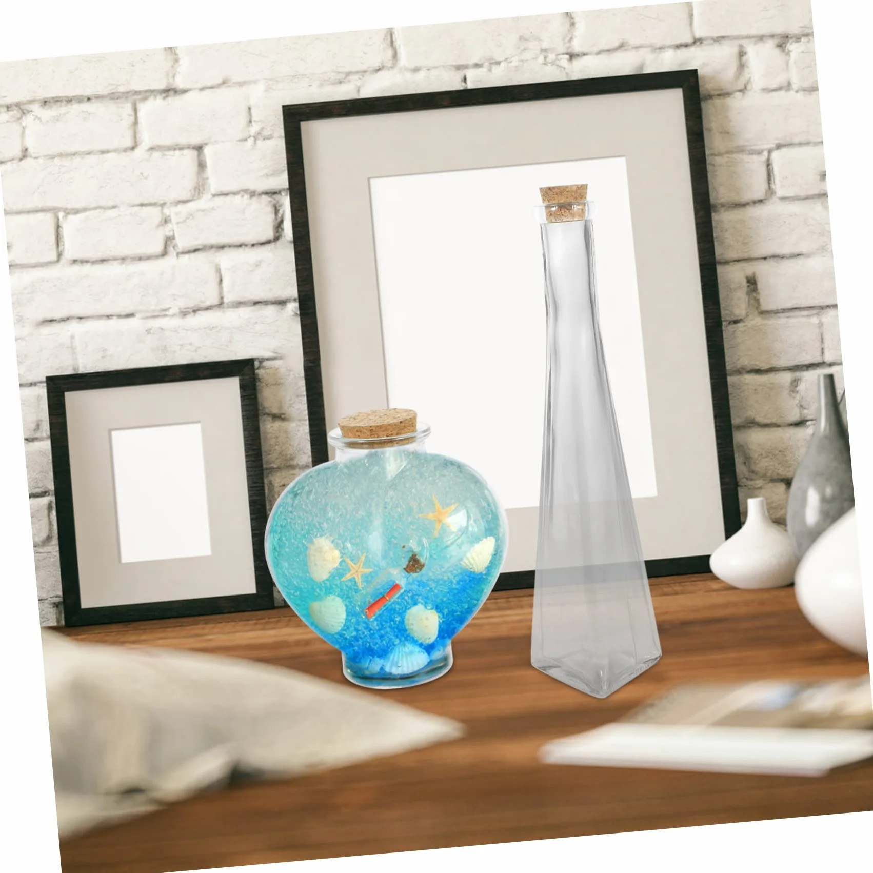 Artibetter Juego De 3 Botellas De Ceremonia De Arena Para Boda Transparente Con Frascos De Vidrio En Forma De Corazón Y Prisma Para Decoración Artesanal Y Almacenamiento