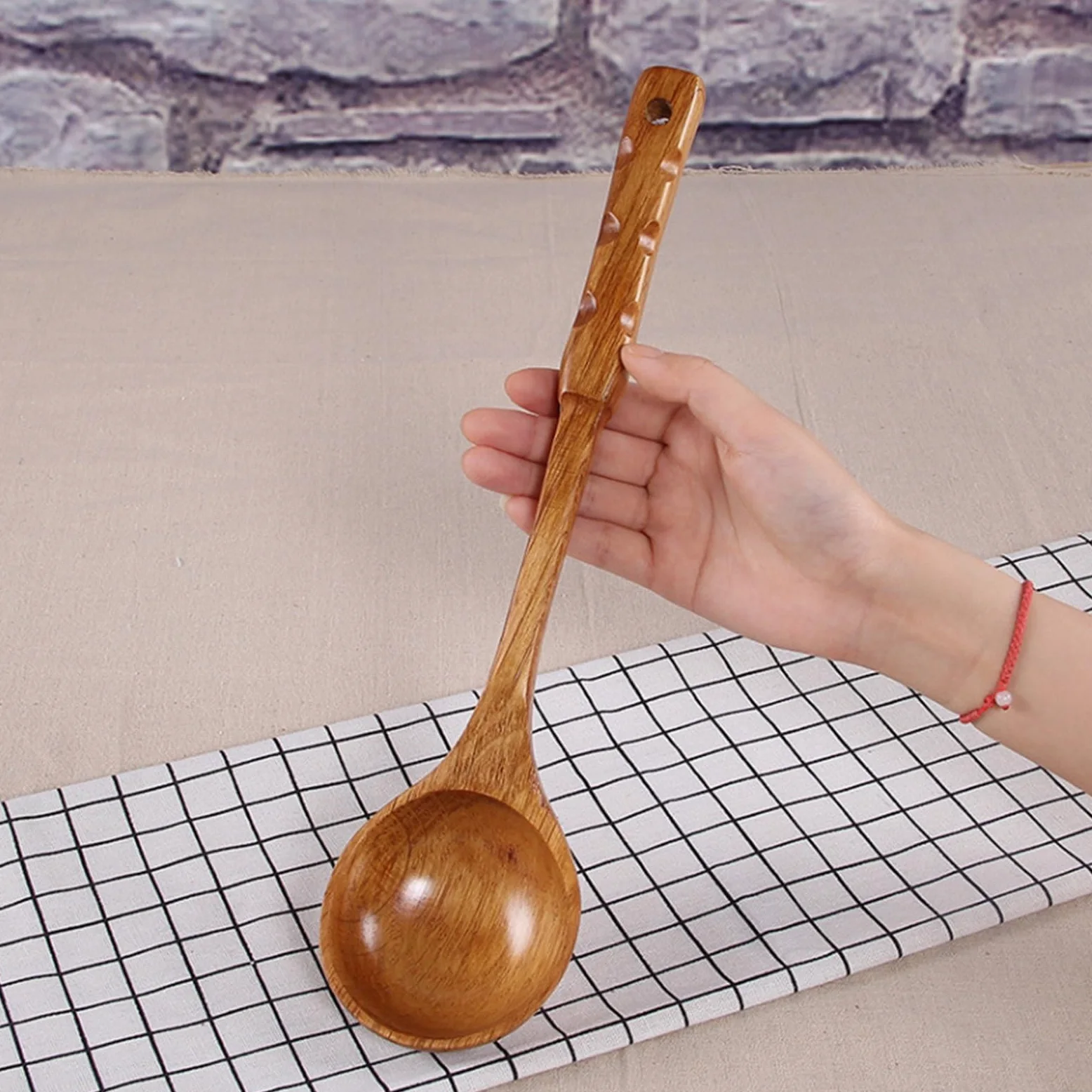 Cuchara de cocina, Cuchara de sopa vintage madera grande, cucharón for cocina doméstica