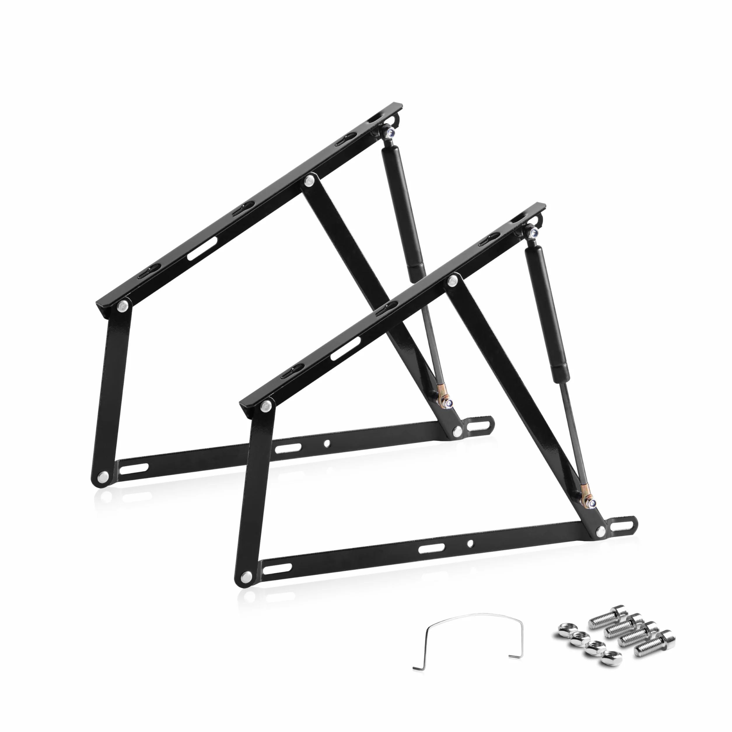 Pack 2 Hidraulicos de 1100NW + Arco de Agarre, Juego de 2 Bisagras para Canapes Abatibles, Negro
