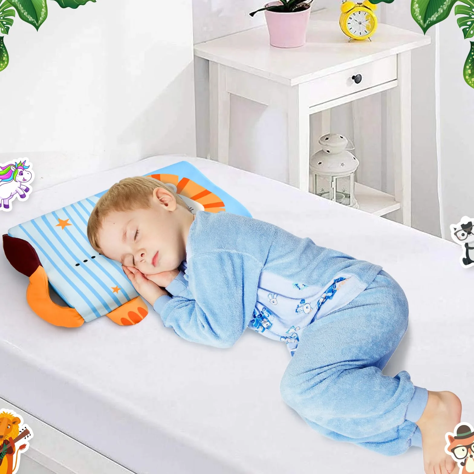 Schlummerkids Cojín Calmly Almohada Infantil 46 x 26 cm Ergonómico León