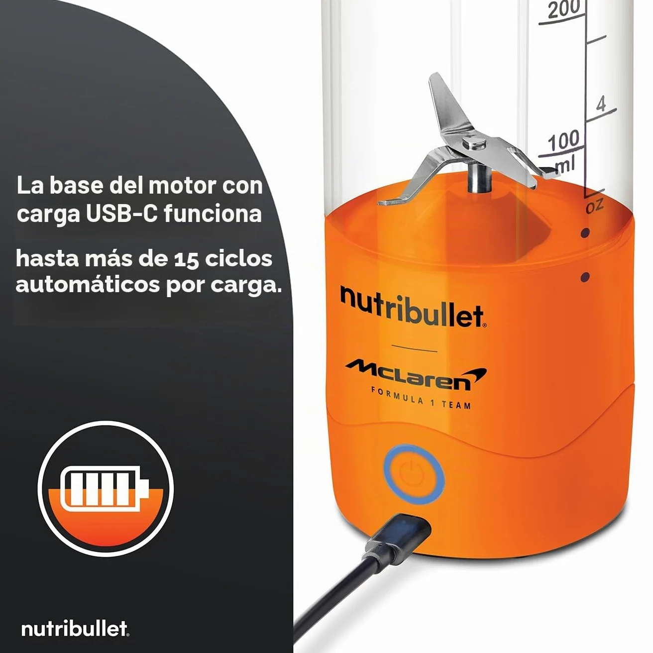 nutribullet Licuadora portátil McLaren (gris y papaya)