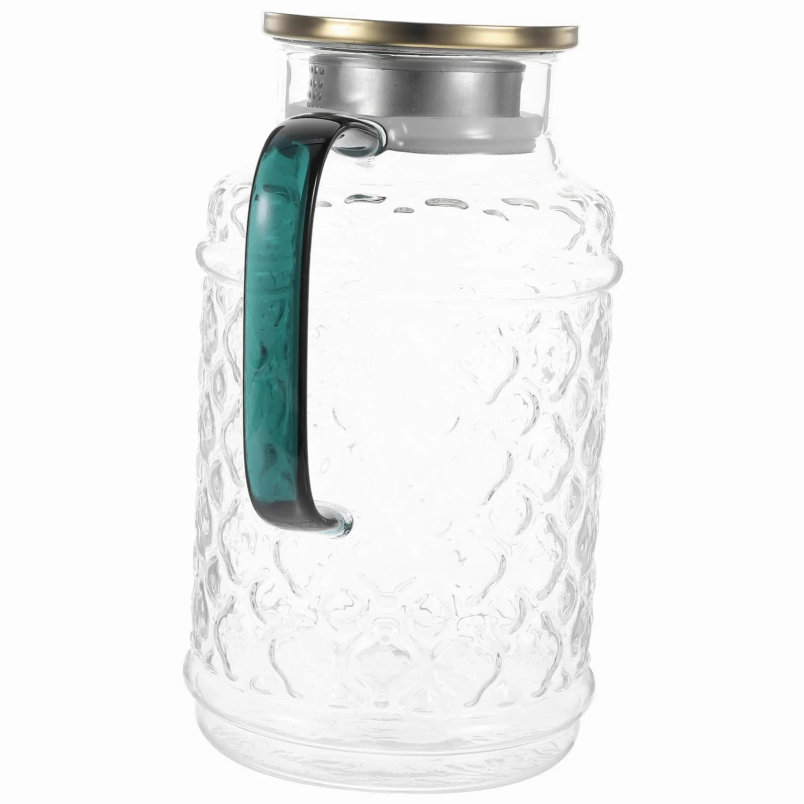 VALICLUD Jarra de Agua de Vidrio con Tapa de Madera 1,7 L Vidrio Grueso Resistente para Bebidas Frías y Calientes Uso Doméstico Familiar