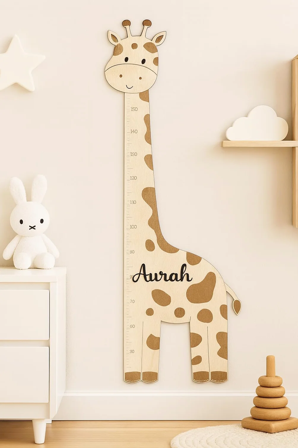 Medidor infantil jirafa de madera personalizado con nombre 50-180 cm decoración habitación