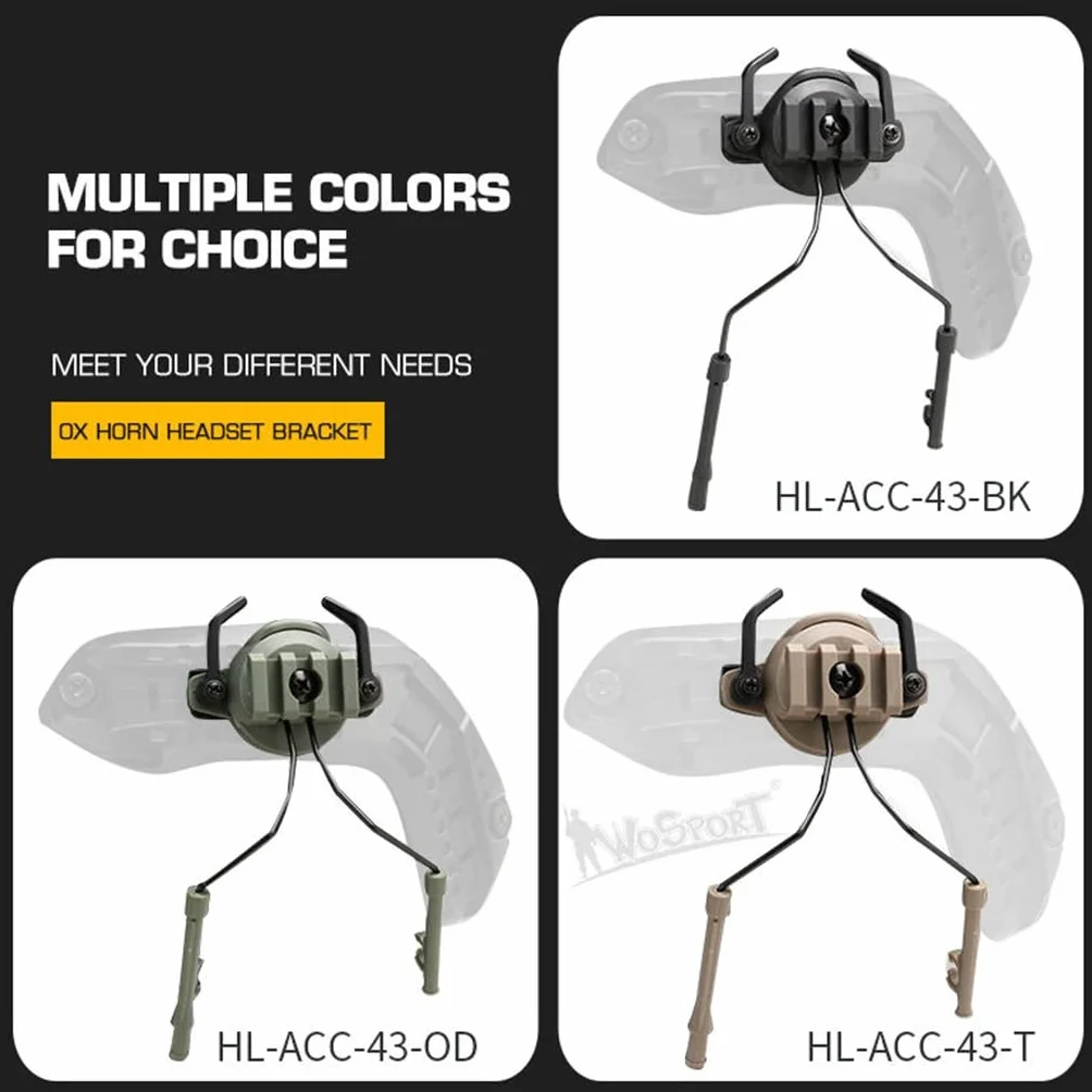 Adaptador de Auriculares Táctico para Casco Fast ACH, Soporte de Orejera Ajustable Izquierda/Derecha BK