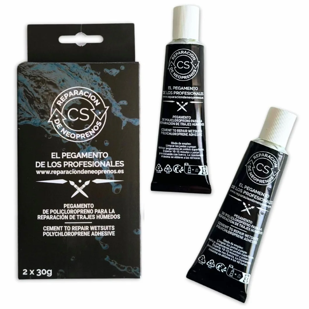 Pegamento neopreno profesional 2×30 g adhesivo impermeable reparación trajes surf buceo triatlón rápida duradera flexible