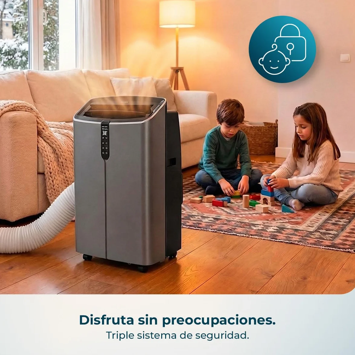 Cecotec Aire Acondicionado Portátil con Bomba de Calor y Wifi ForceClima 14800 Nux Heating Connected. 14000BTU, Mando a Distancia, Pantalla LED, 5 Modos, 3 Velocidades, Temporizador, Cobertura 30-35m²