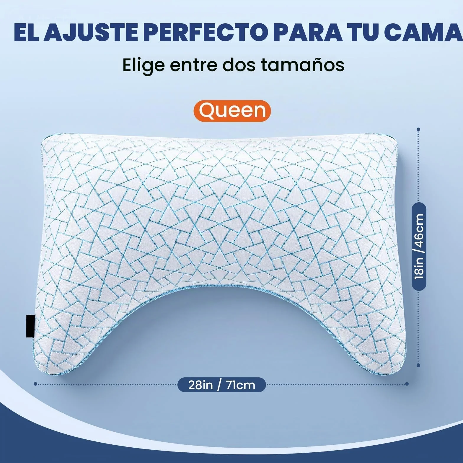 Almohada Viscoelástica Regulable, Soporte Cervical, Alivia Dolor de Cuello | Tamaño Queen*2, Curva Ergonómica, Altura/Firmeza Regulable, Funda Reversible Lavable, Lado Bambú & Lado Fresco, OEKO-TEX