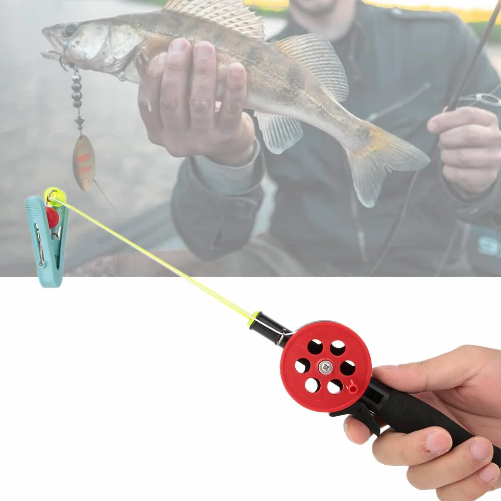 Mini Combo Caña de Pescar y Carrete, Captura de Camarones para Pesca en Hielo para Niños