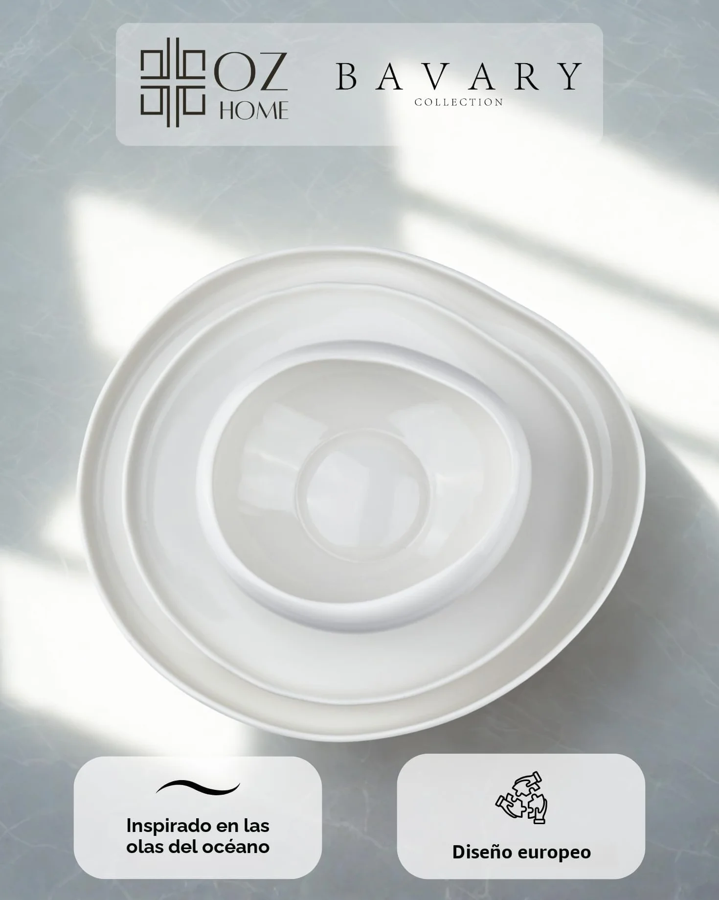 BAVARY Capital Vajilla de Porcelana 24 Piezas para 6 Personas – Vajilla Blanca de Estilo Escandinavo – Set de Platos y Cuencos para Cena, Brunch y Mesa Festiva – Apta para Lavavajillas y Microondas