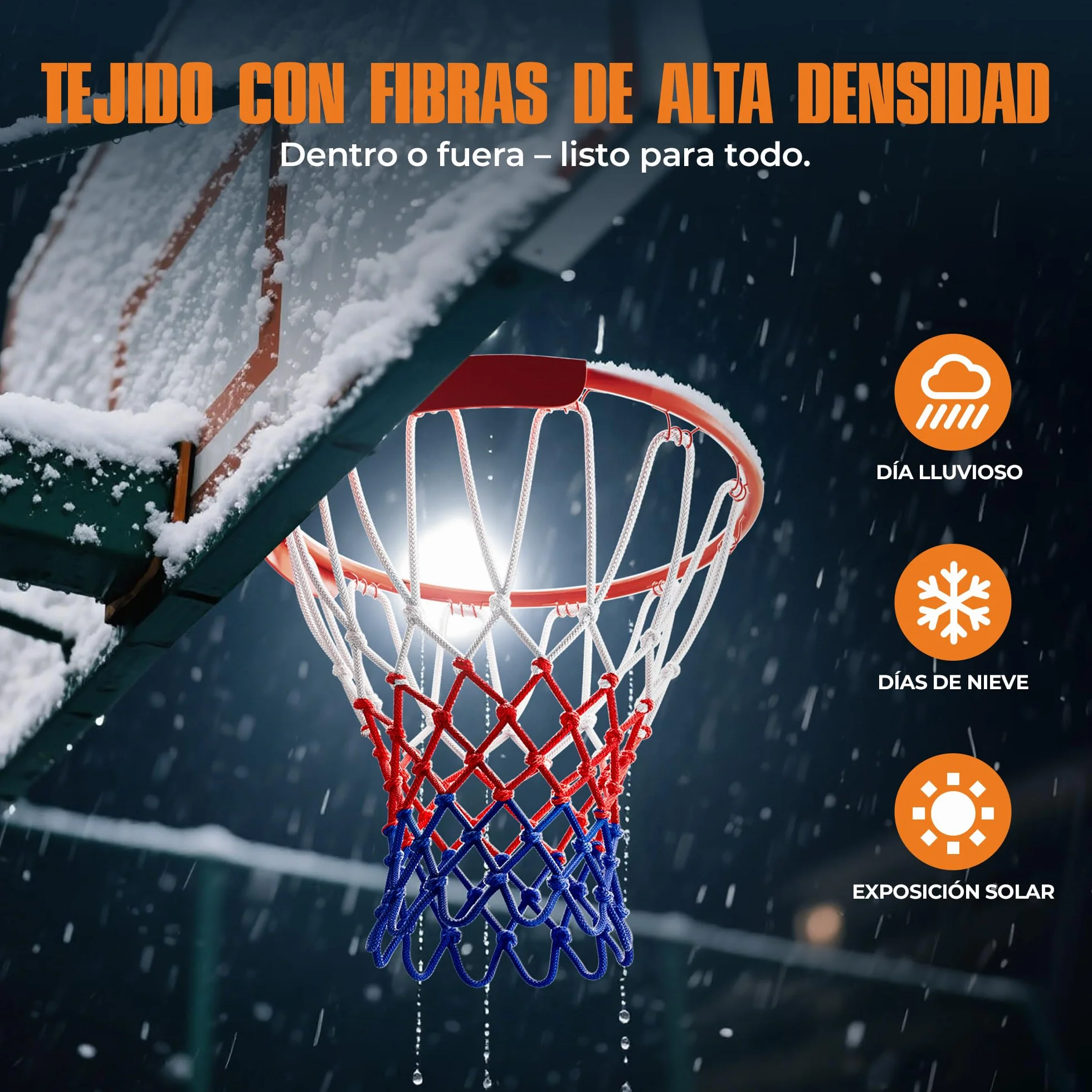Profesional Red de Baloncesto 150g Repuesto Resistente 12 Ganchos Blanco Rojo Azul