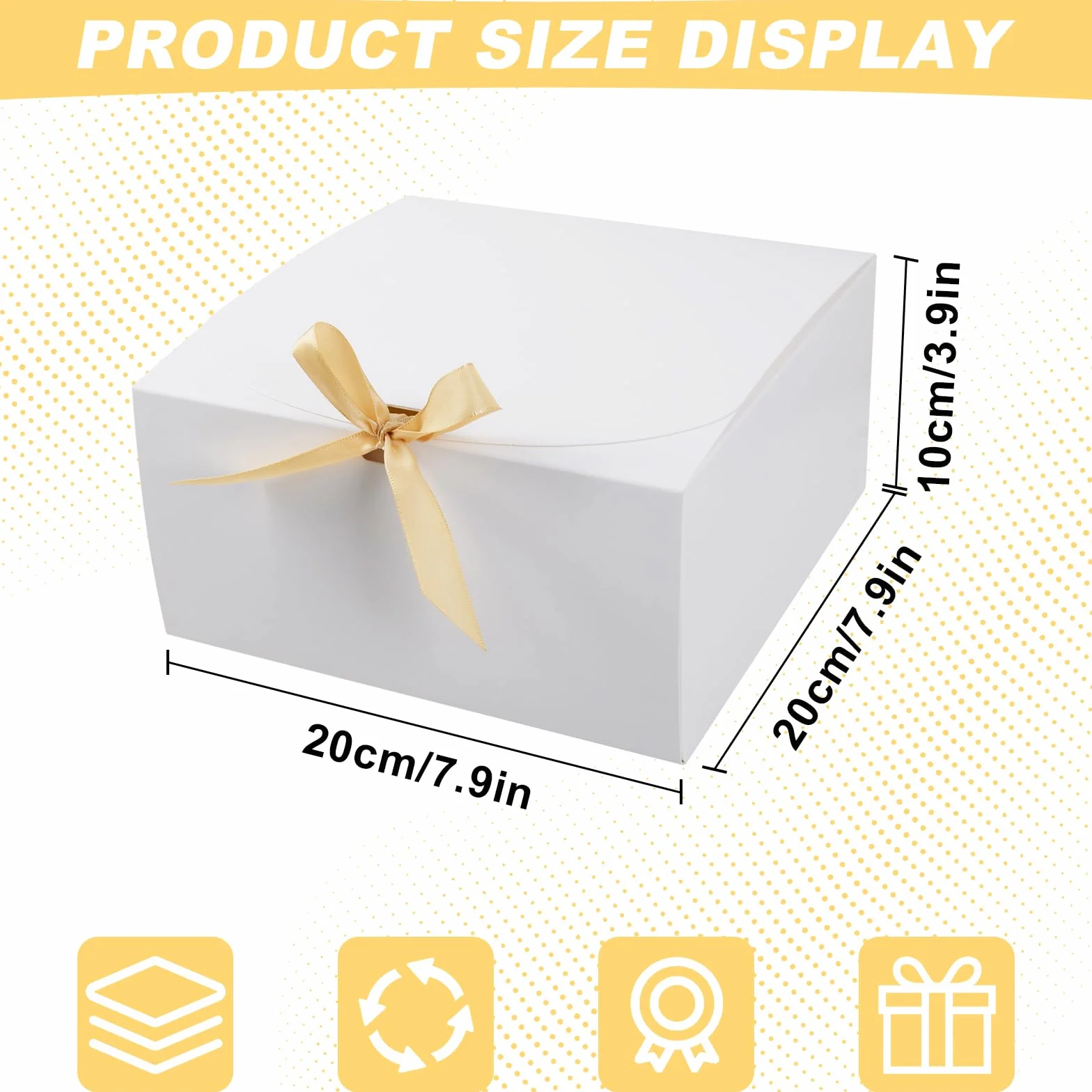 AWCIGG 12 Cajas de Regalo Blancas, 20 x 20 x 10 cm, Caja de Regalo Grande con Tapa y Cintas para Vacaciones, Navidad, Bodas, Cumpleaños, Envoltorio de Regalo