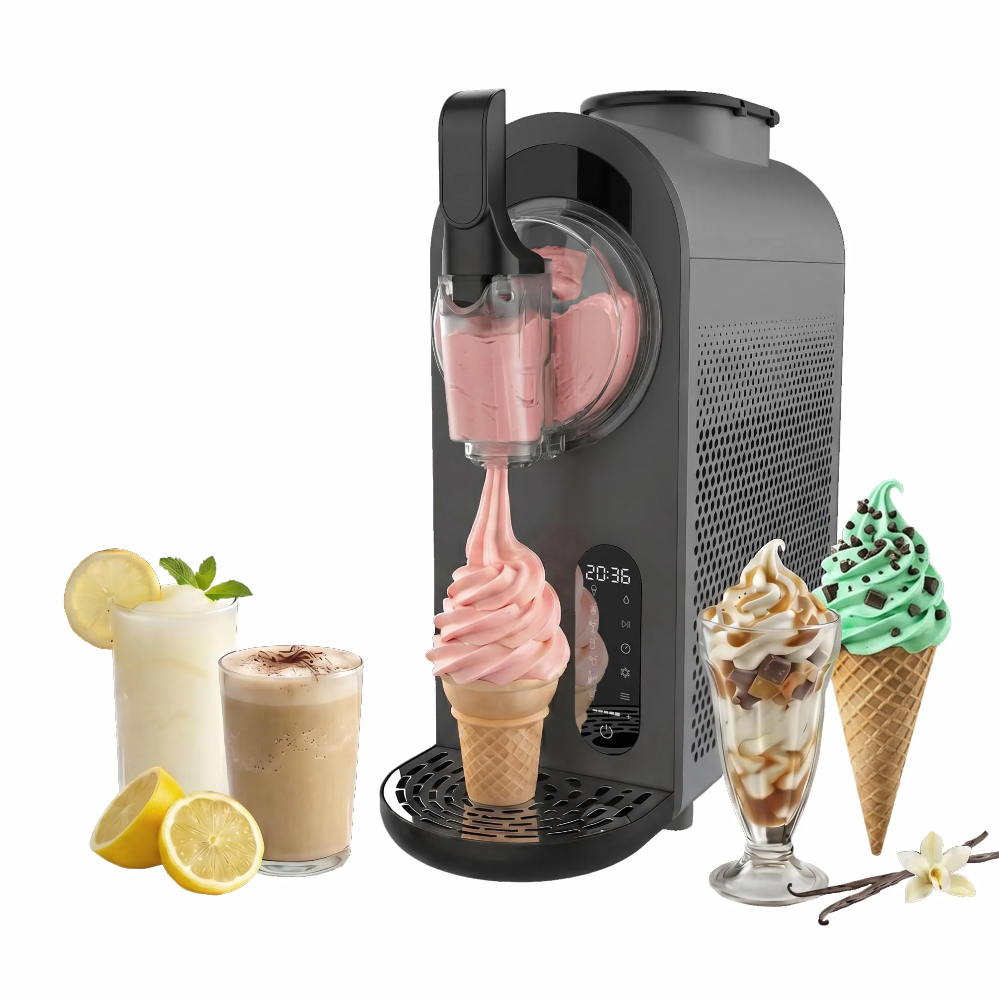 Cecotec Máquina de Granizados - Heladera - 1,5L - Twist&Ice Cream B. 210W, Control Táctil, 9 Modos Automáticos, Refrigeración sin Precongelar, Boquilla sin Goteo, Refrescos Caseros al Momento