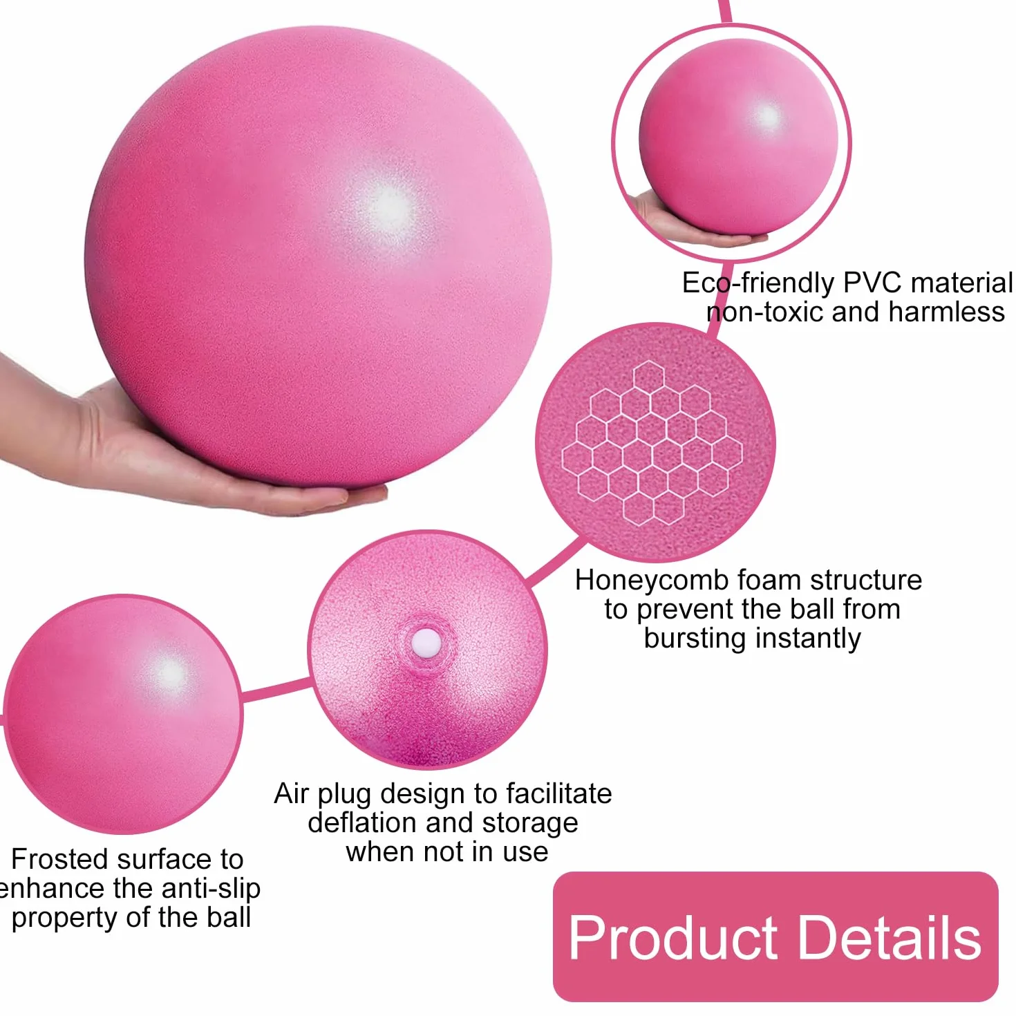 Pelota de Yoga 25 cm Mini Pelota de Pilates Ejercicio Pequeña para Abdominales Hombros Entrenamiento Equilibrio