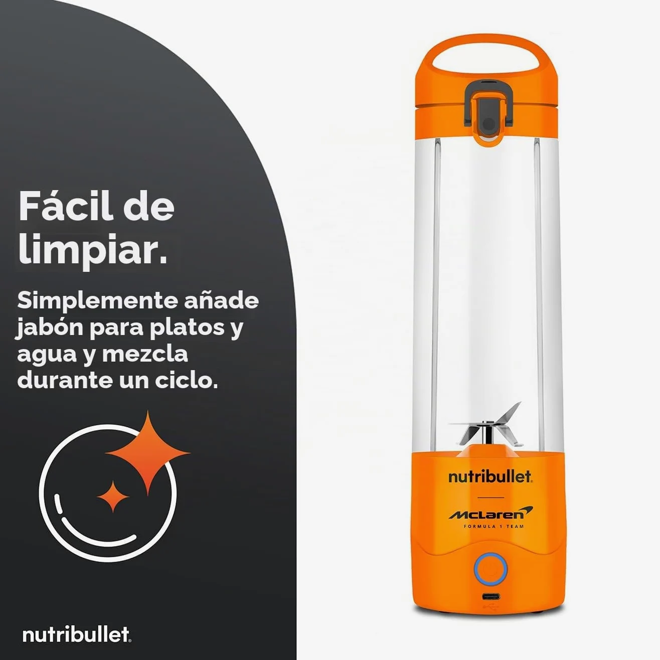 nutribullet Licuadora portátil McLaren (gris y papaya)
