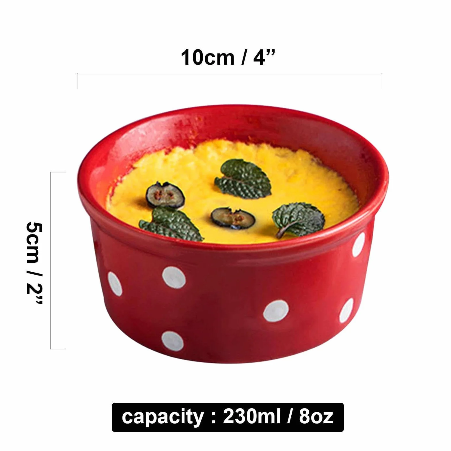 Juego De Ramequines, 230ml, Ramekins De Crema Brulée, Fuente Para Soufflé Fuentes Para Horno, Moldes De Aliento, Ramekins Para Freidora De Aire-rojo-conjunto de 6