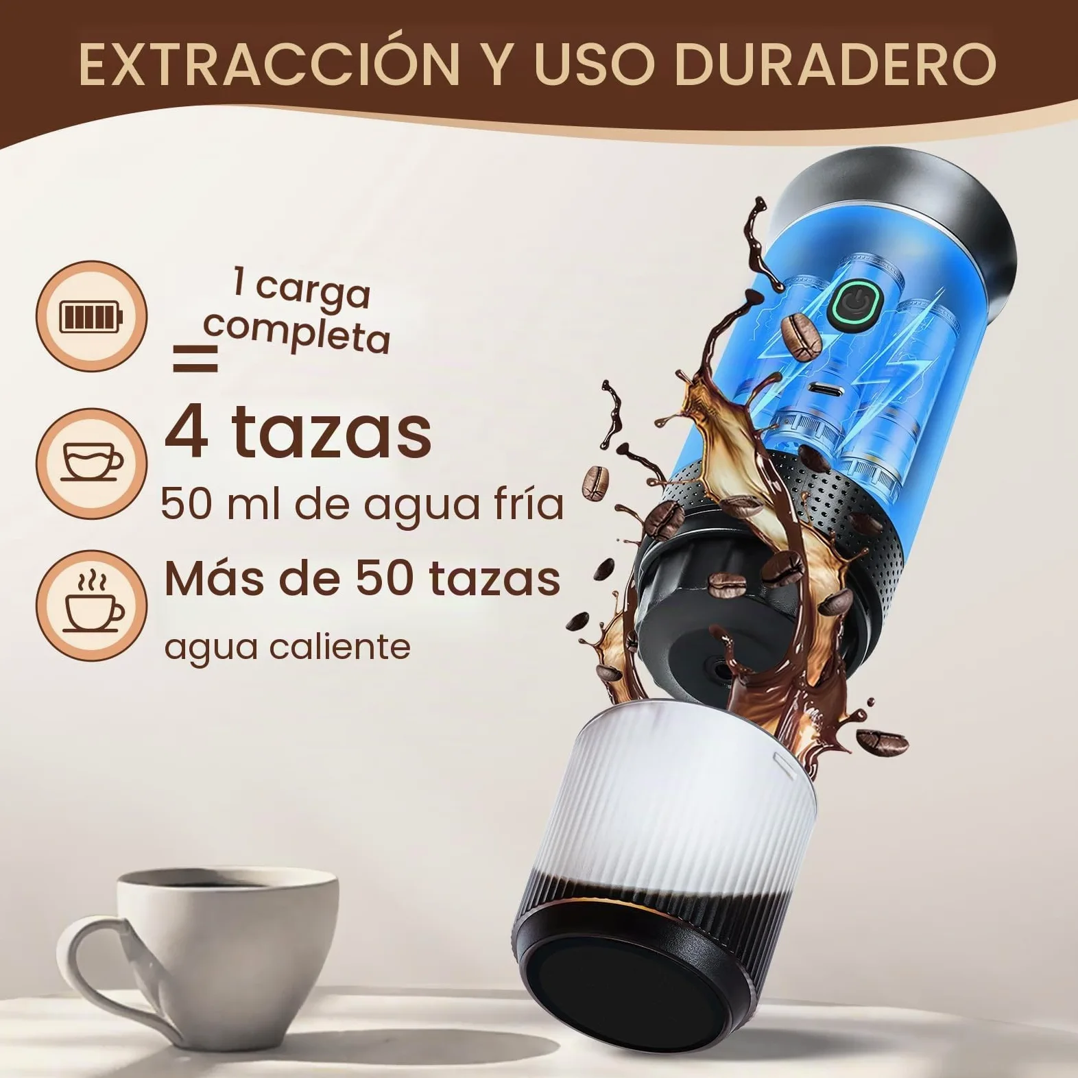 LAMA Cafetera Portátil Eléctrica de Cápsulas Compatible con Cápsulas de Café y Café en Polvo, Calentamiento Instantáneo, Mini Cafetera para Camping, Coche, Viaje, Gris