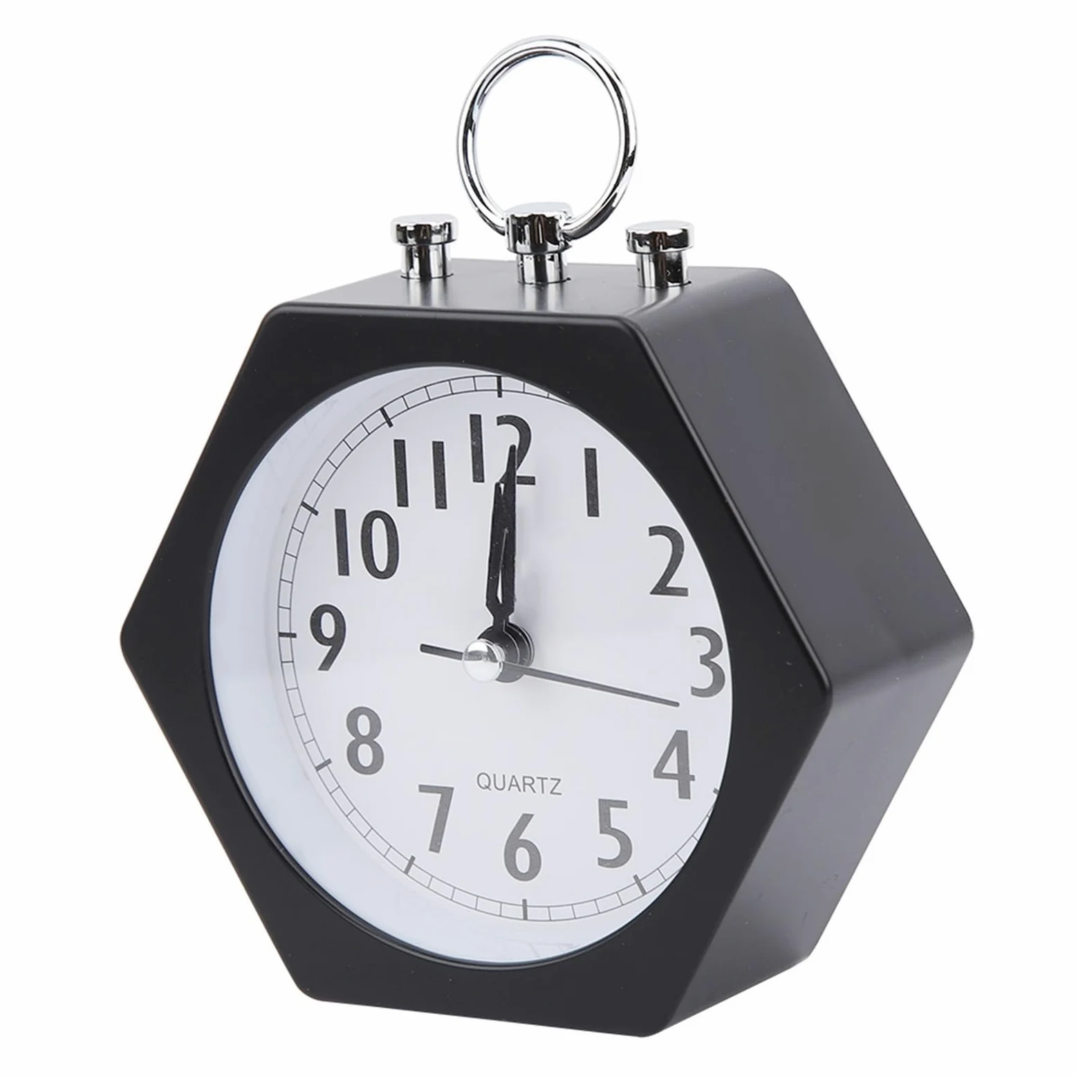 Despertador, Despertador portátil pequeño, silencioso y suave(Black)