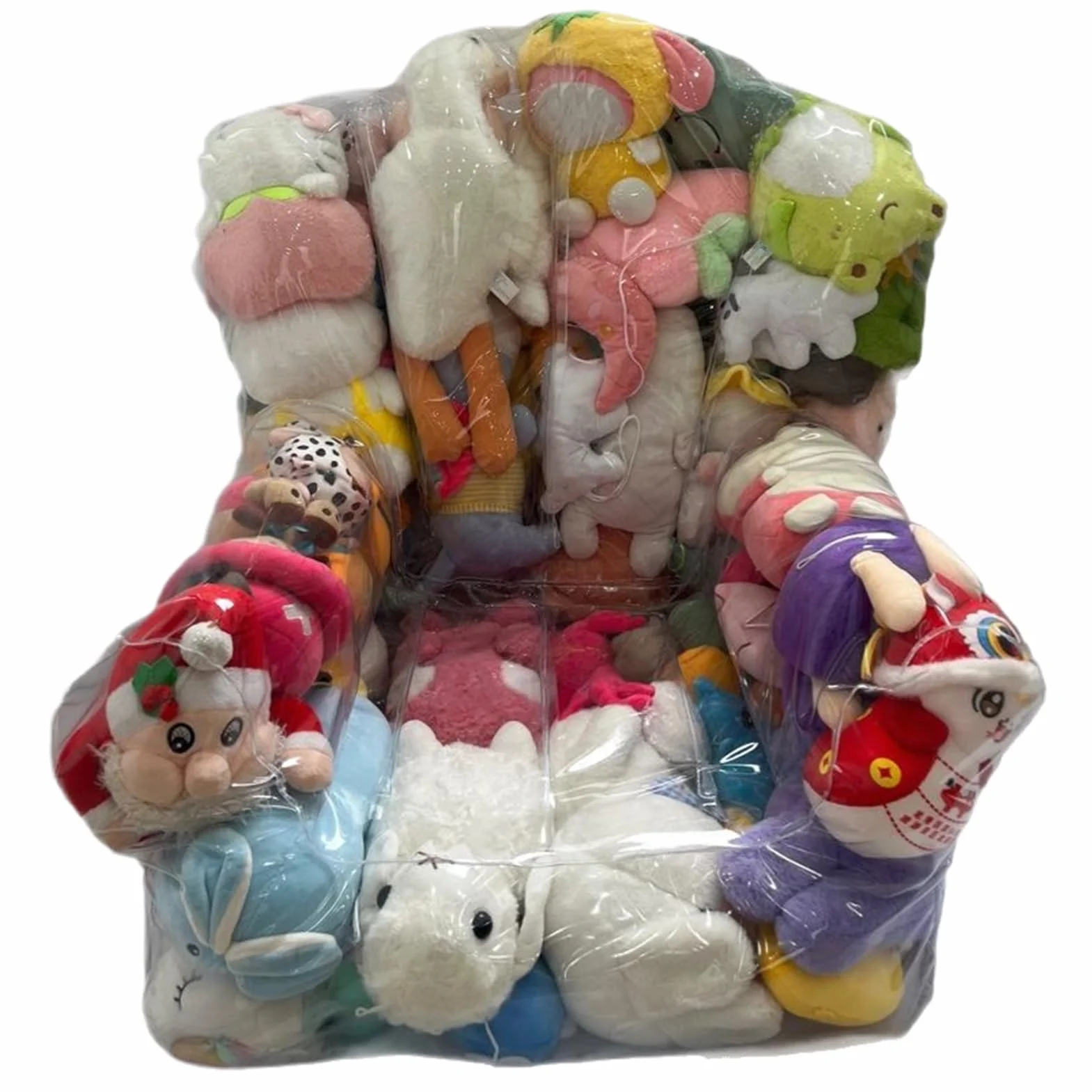 Tapa de Silla de Bolsas de Frijoles de Animales de Relleno Transparente, Bolsa de Animales rellenas de Frijoles Impermeables, Bolsa de Almacenamiento de Juguetes con Cremallera, Cubierta de Silla