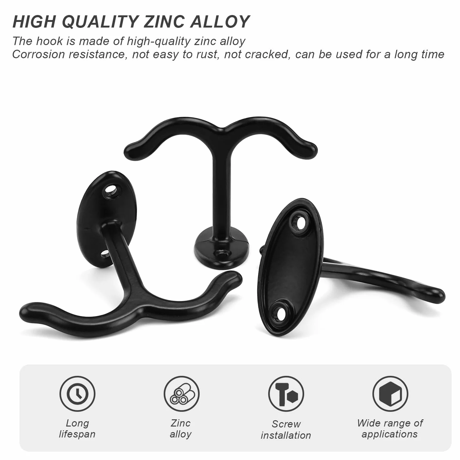 0XBIT Ganchos de Techo Negro, 5 Piezas Ganchos de Techo Plantas, Tornillo en Gancho de Techo, Diseño de Doble Garra, para Luces Colgantes, Ventiladores de Techo, Cestas de Flores