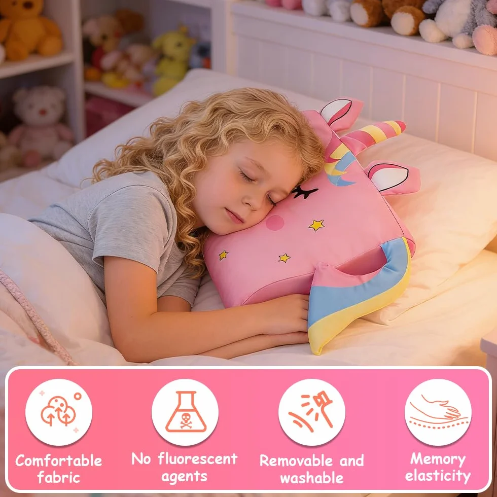 Almohada Infantil 45x27 cm Bebe con Motif Licorne Mignon Ergonómica Suave Transpirable