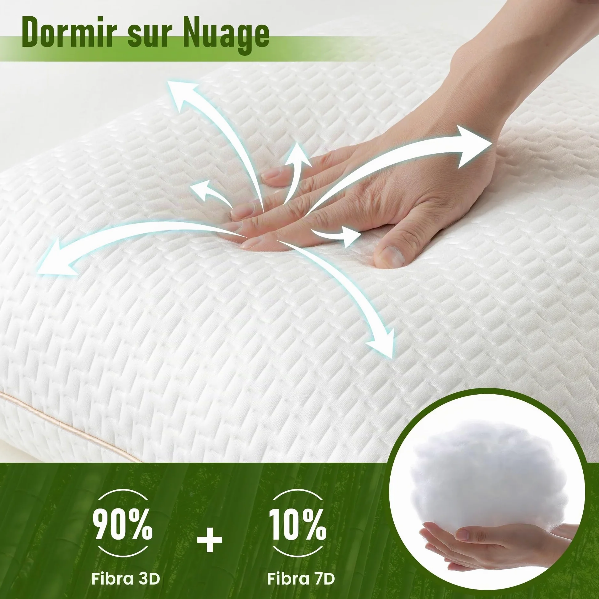 BedStory Almohadas Antiacaros Almohada Fibra Lavable Almohada de Poliéster Relleno de Almohadas de Calidad Hotelera Pack de 2 (50x70cm, Blanco)