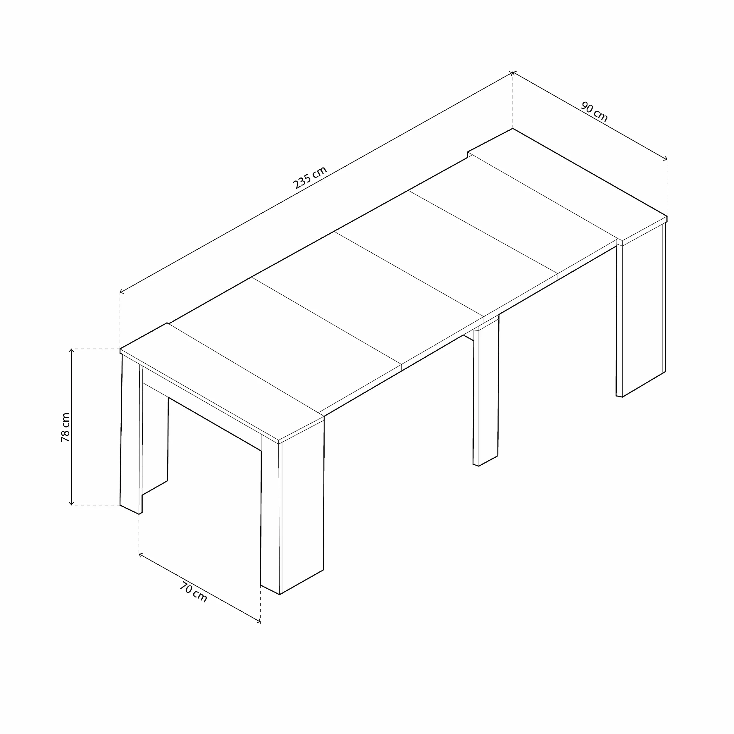 Habitdesign – Mesa Extensible para Comedor, Mesa Ampliable para Salón o Cocina - 5 Posiciones y hasta 10 Comensales - Roble Canadian - 50-235x90x78 cm - Modelo Consola