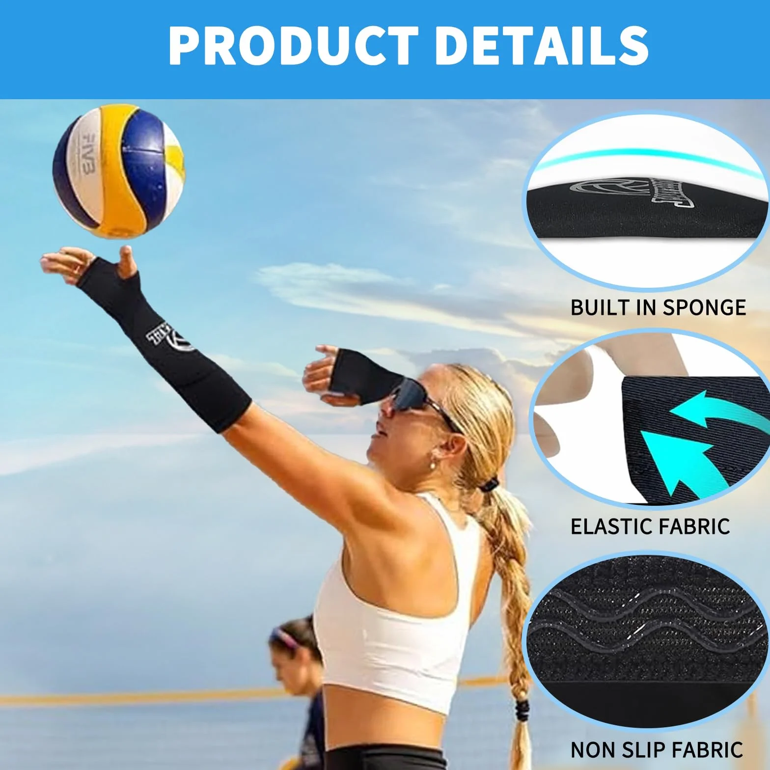 Cool Night Black Rodilleras Balonmano Manguitos Voleibol Equipo Protección Deportivo Accesorios