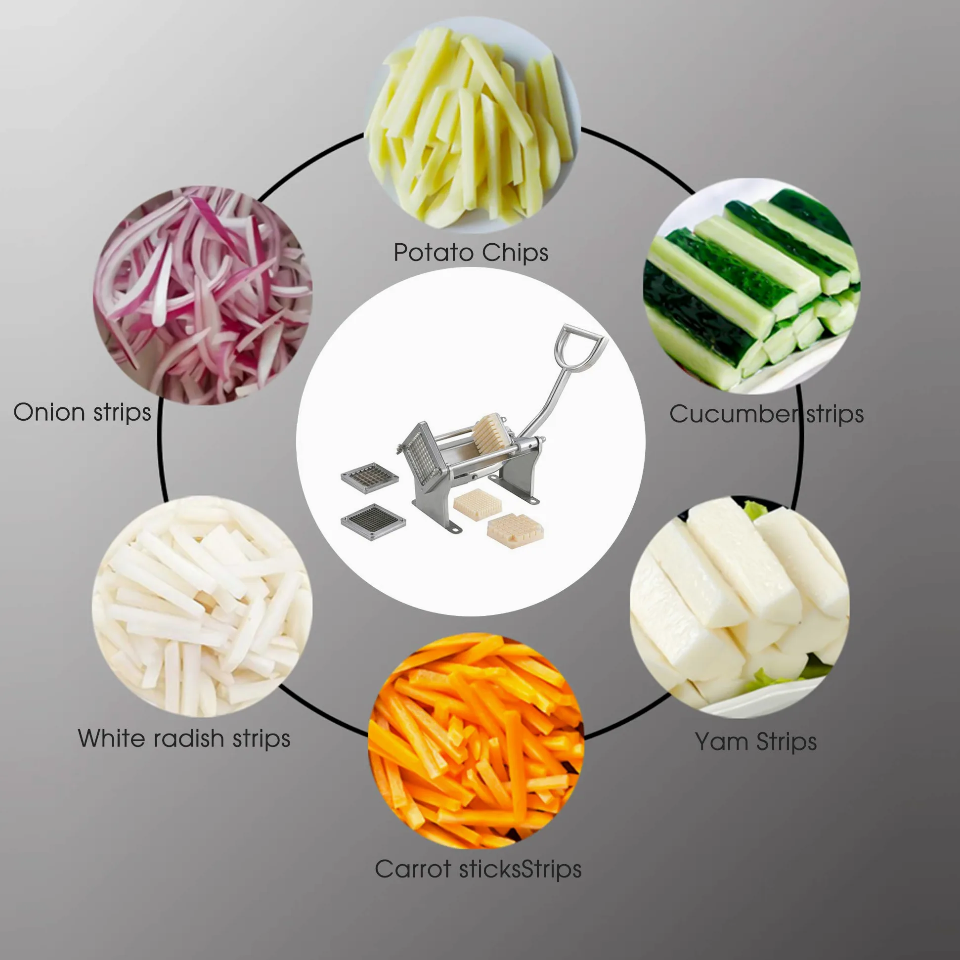 Cortador de frutas y verduras – Máquina de corte manual de patatas fritas, cortador de alimentos multifuncional para verduras, frutas, pepino