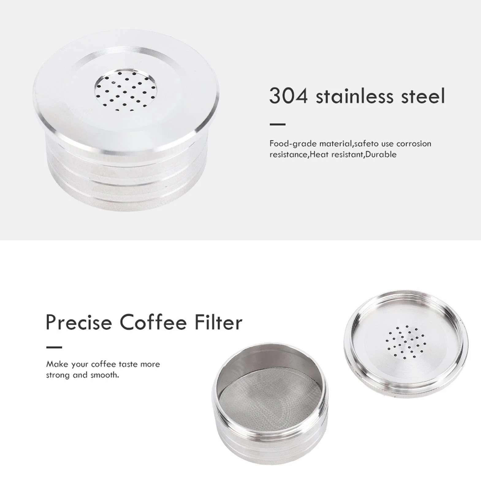 Cápsula de café, Filtro de Cápsula de café Reutilizable para Preparar café (con filtros de papel cepillo cuchara prensa)