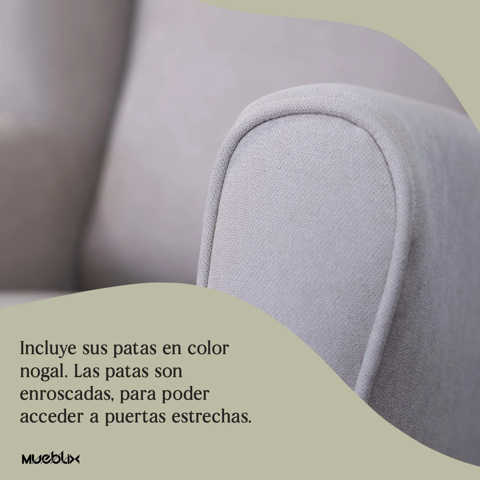 MUEBLIX.COM | Sillón Butaca Orejero Lisboa | Sofa con Orejas | Butacas de Salón Modernas | Butaca Confortable | Patas Enroscadas | No Montaje | Color Beige