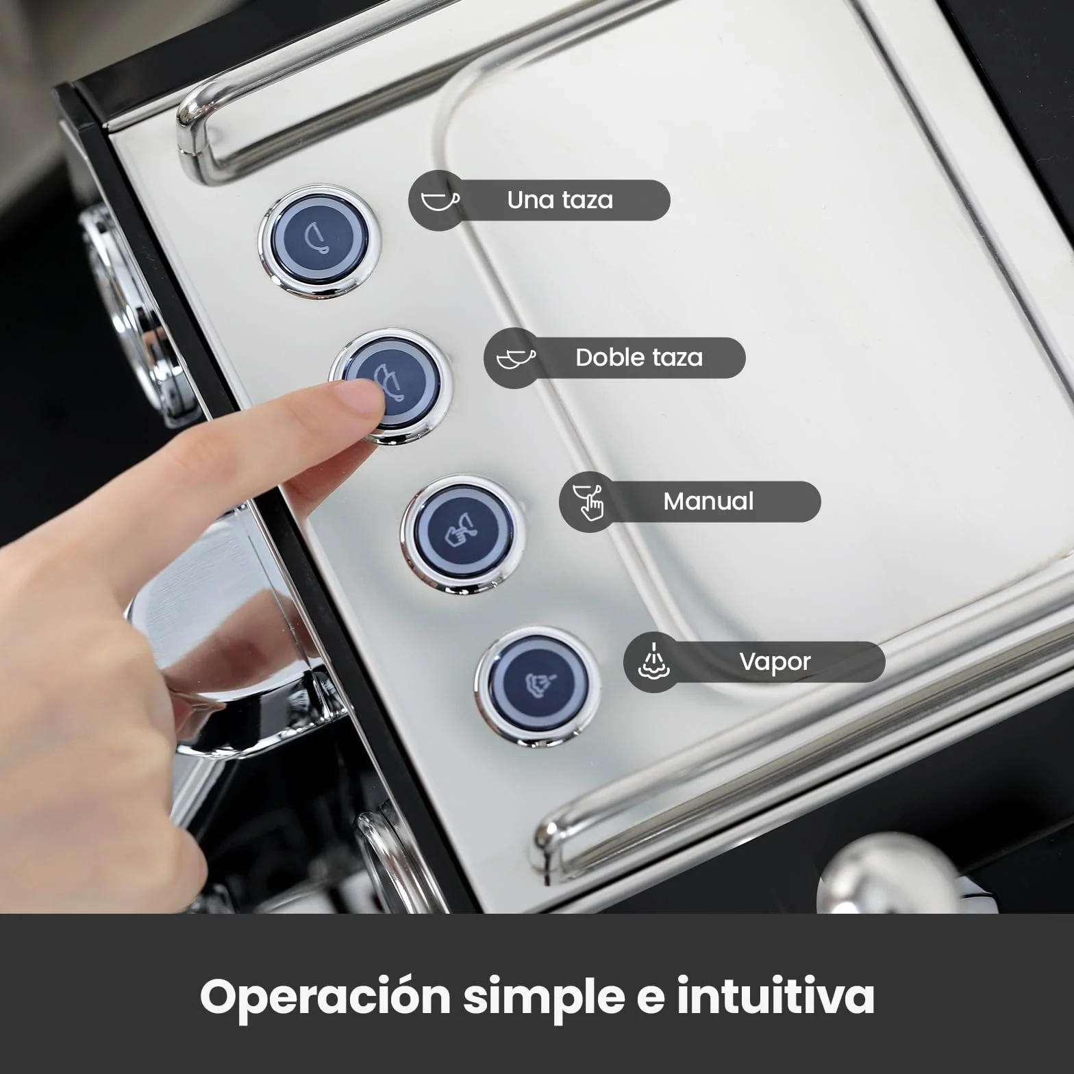 Gemillai Owl G3006, cafetera espresso doméstica, cabezal de grupo comercial de 58 mm y control de temperatura PID, cafetera de acero inoxidable para latte art de calidad barista, expositor, negro