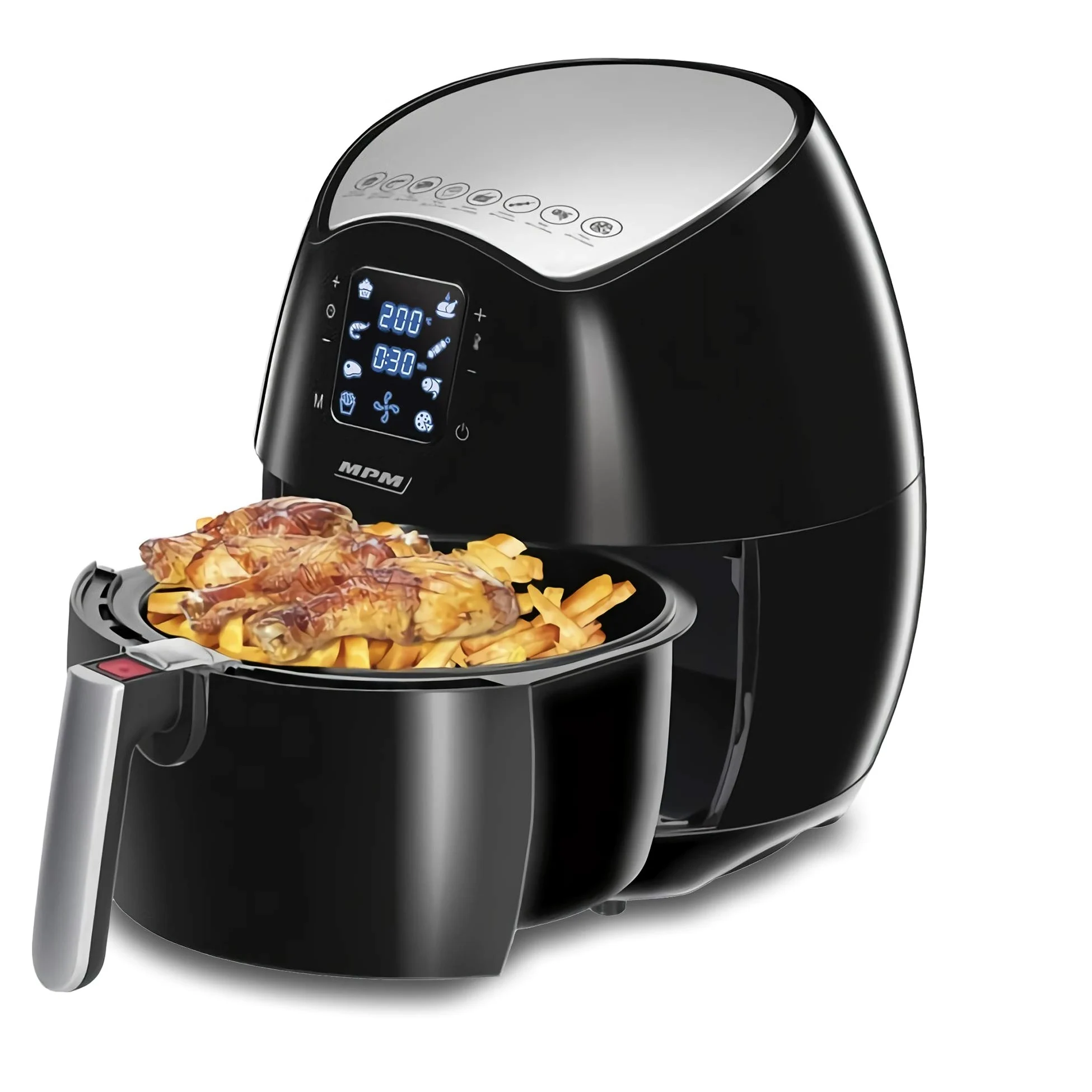 MPM MFR-06 Freidora de Aire sin Aceite, 4.5L, Pantalla Digital, Táctil, Airfryer con 8 Modos Preestablecidos, Temporizador y Temperatura Ajustable, Cocina Saludable, sin BPA, 1500W