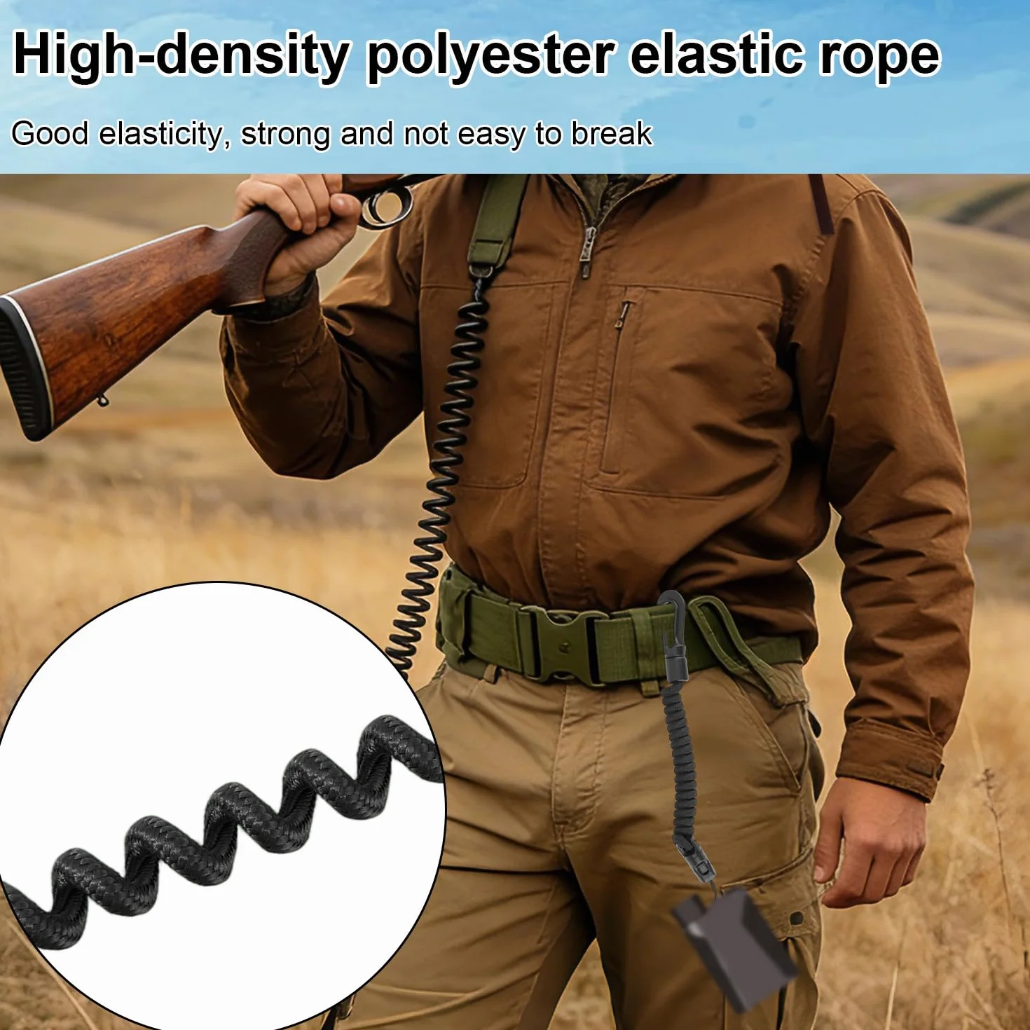 Lyreh Cordón en Espiral para Telémetro, 8-40cm Poliéster Retráctil Elástico para Caza Pesca Montañismo
