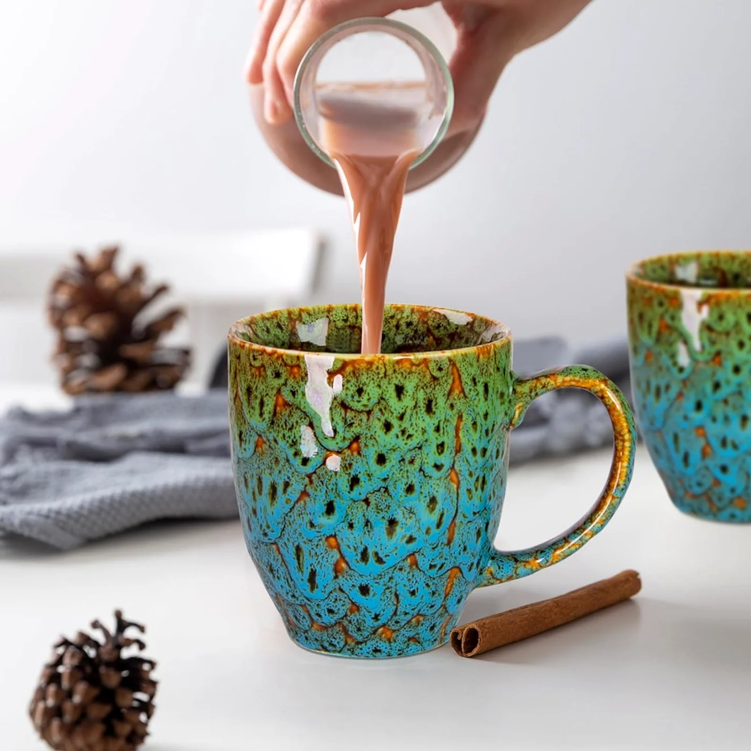 Juego de 2 tazas de café de cerámica grandes de 16 onzas, asas ergonómicas, aptas para lavavajillas y microondas, perfectas para té, hogar, oficina y regalo