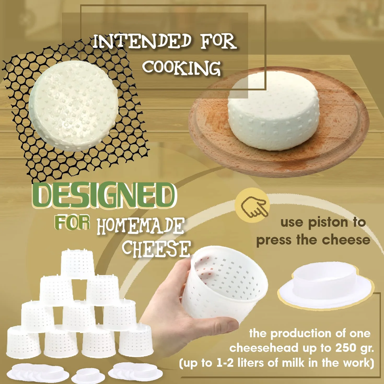 Moldes de queso pequeño Kit cesta para hacer queso cheddar 300 ml