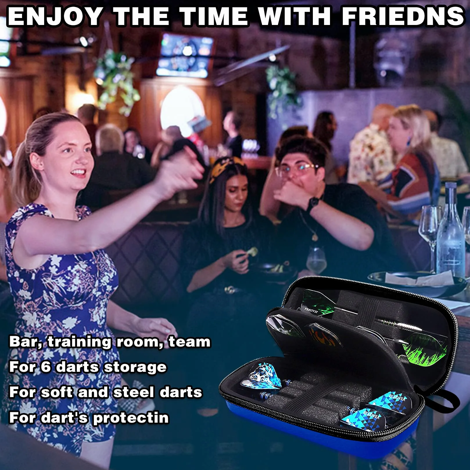 Seydrey Dardos Funda de Dardos Punta de Plastico Dardos 6 Pack, Bolsa para Dardos Estuche, Dardos no incluidos