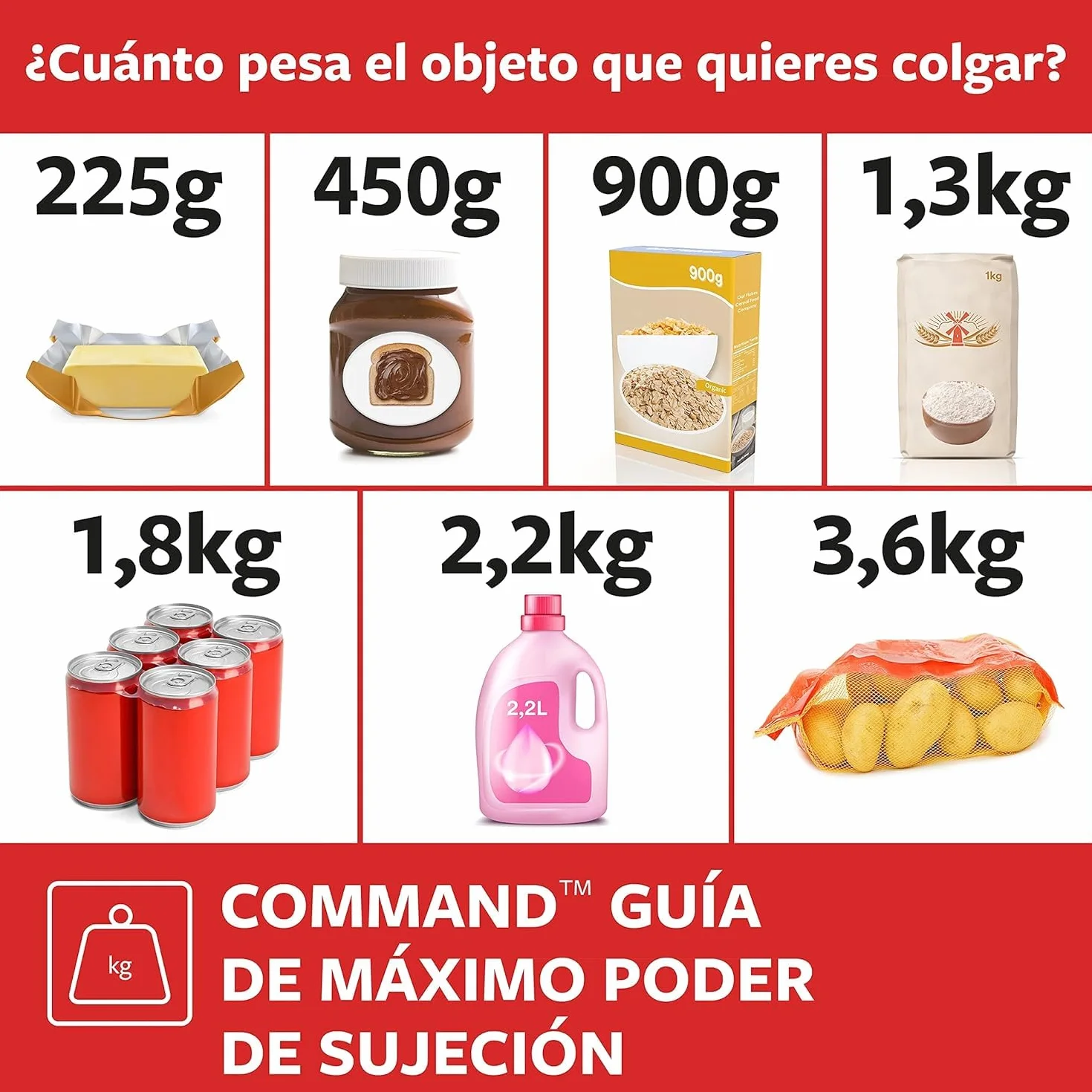 Command Gancho GP003-7NA, Blanco, Grande, 7 ganchos + 12 tiras